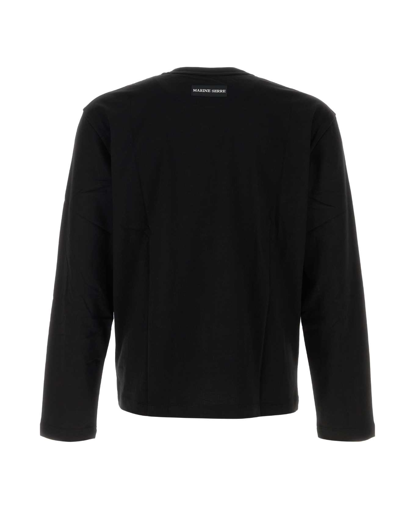 Marine Serre Black Cotton T-shirt - BLACK