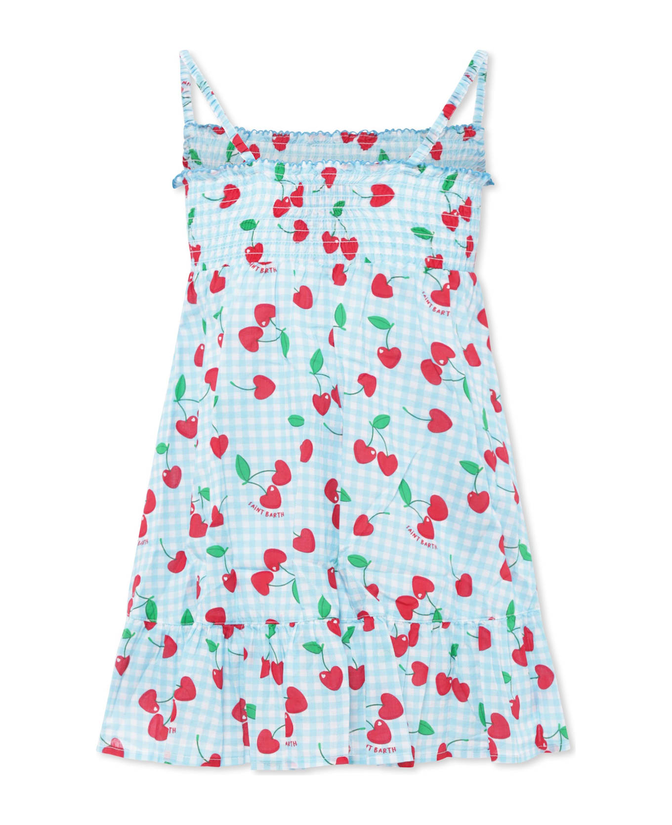 MC2 Saint Barth Light Blue Dress For Girl With Cherries - Light Blue