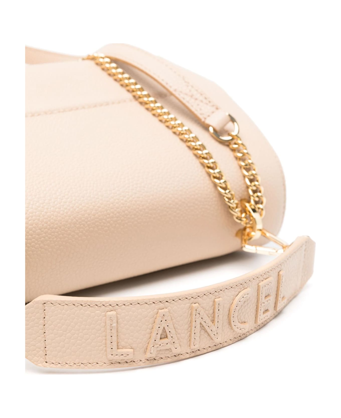 Lancel Beige Grained Leather Shoulder Bag - Beige
