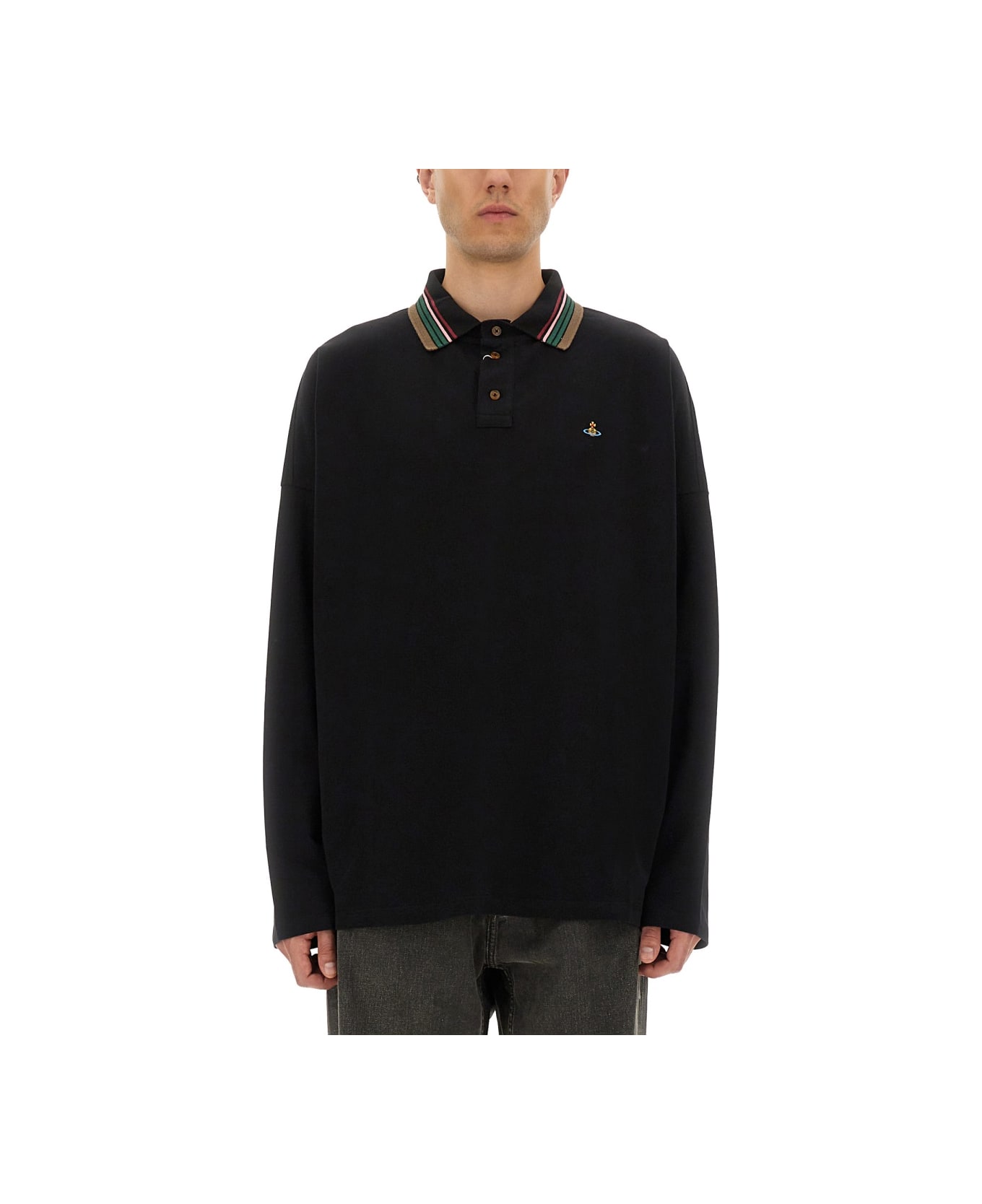 Vivienne Westwood Long-sleeved Polo Shirt - BLACK