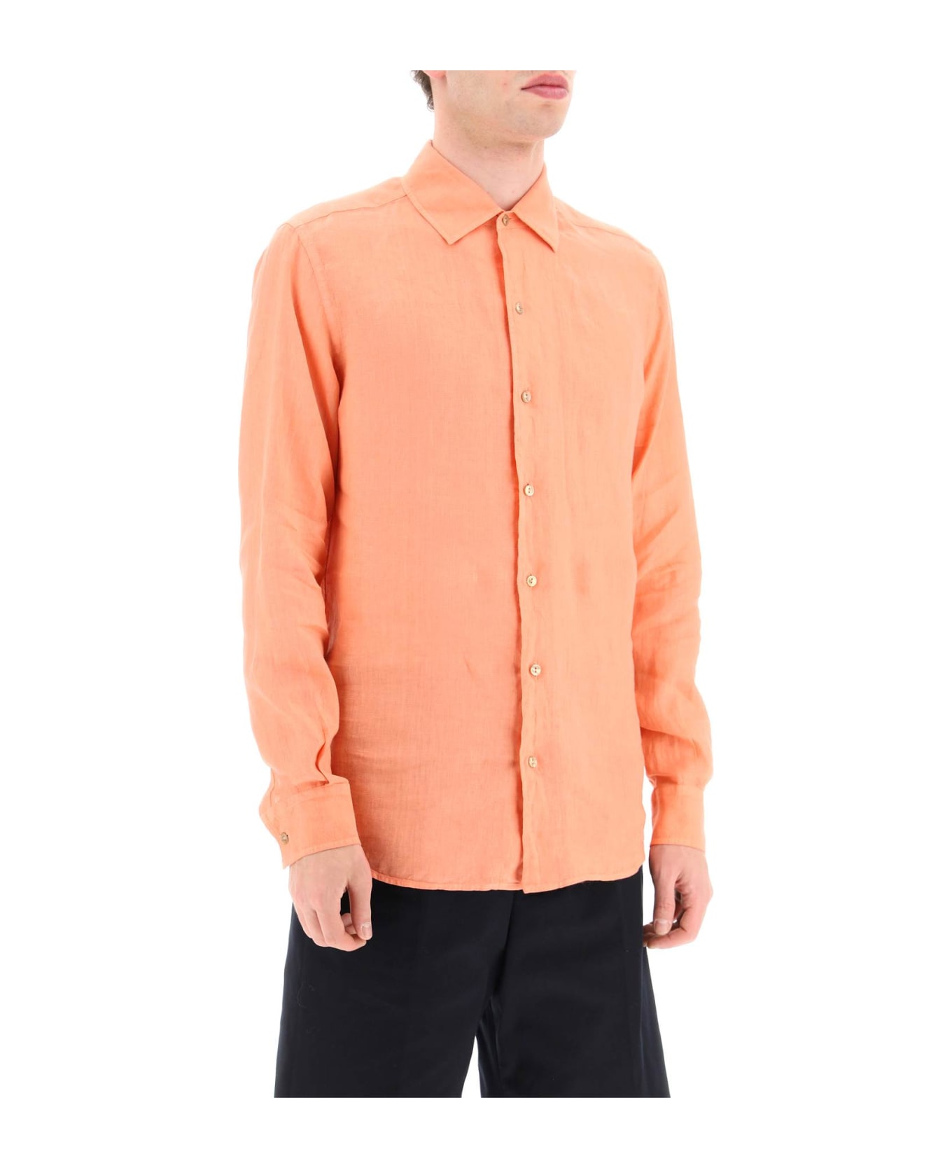 Agnona Classic Linen Shirt - CORAL (Orange) シャツ