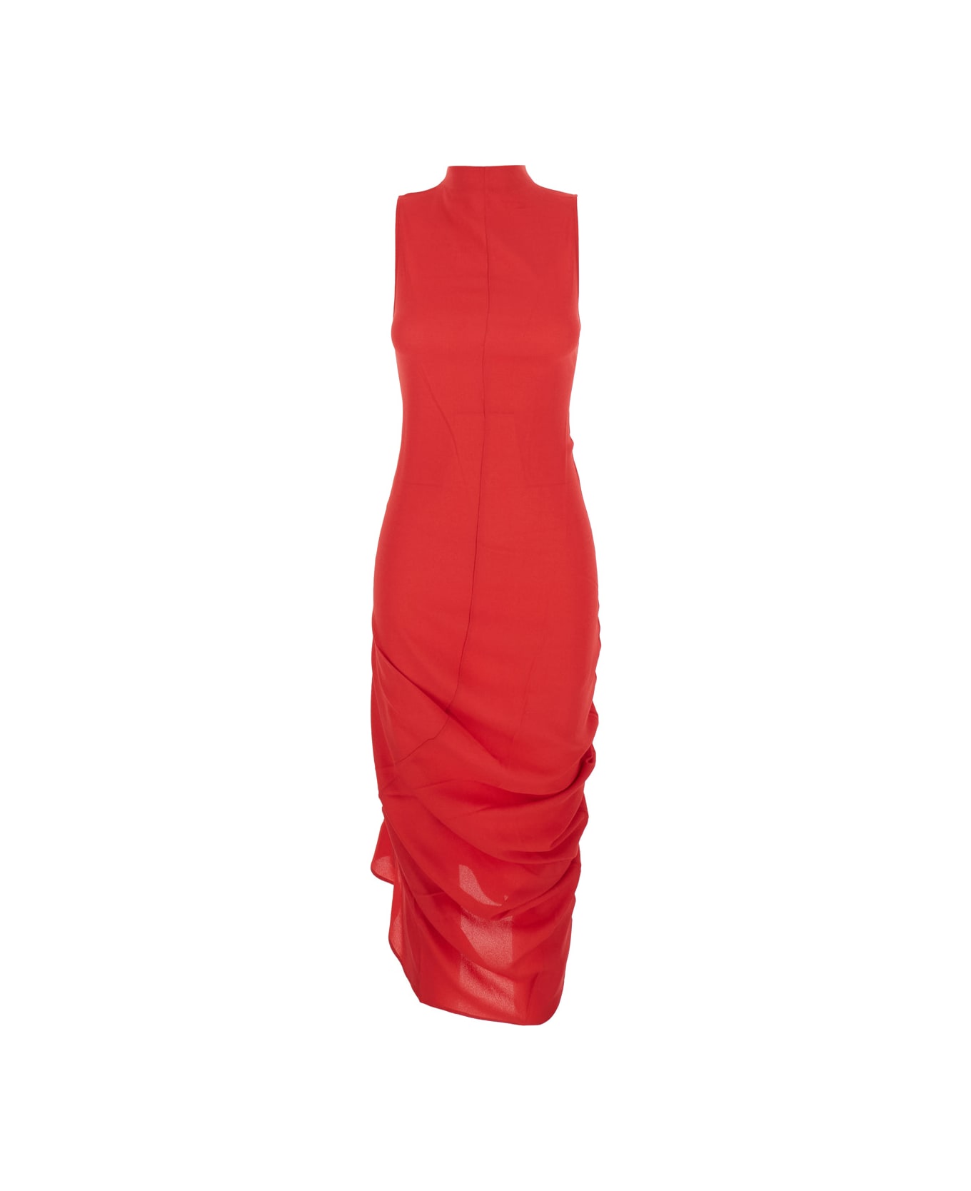 Jacquemus 
la Robe J
 Red Dress With J Application On The Back And Ruffle Details In Fabric Woman - Red