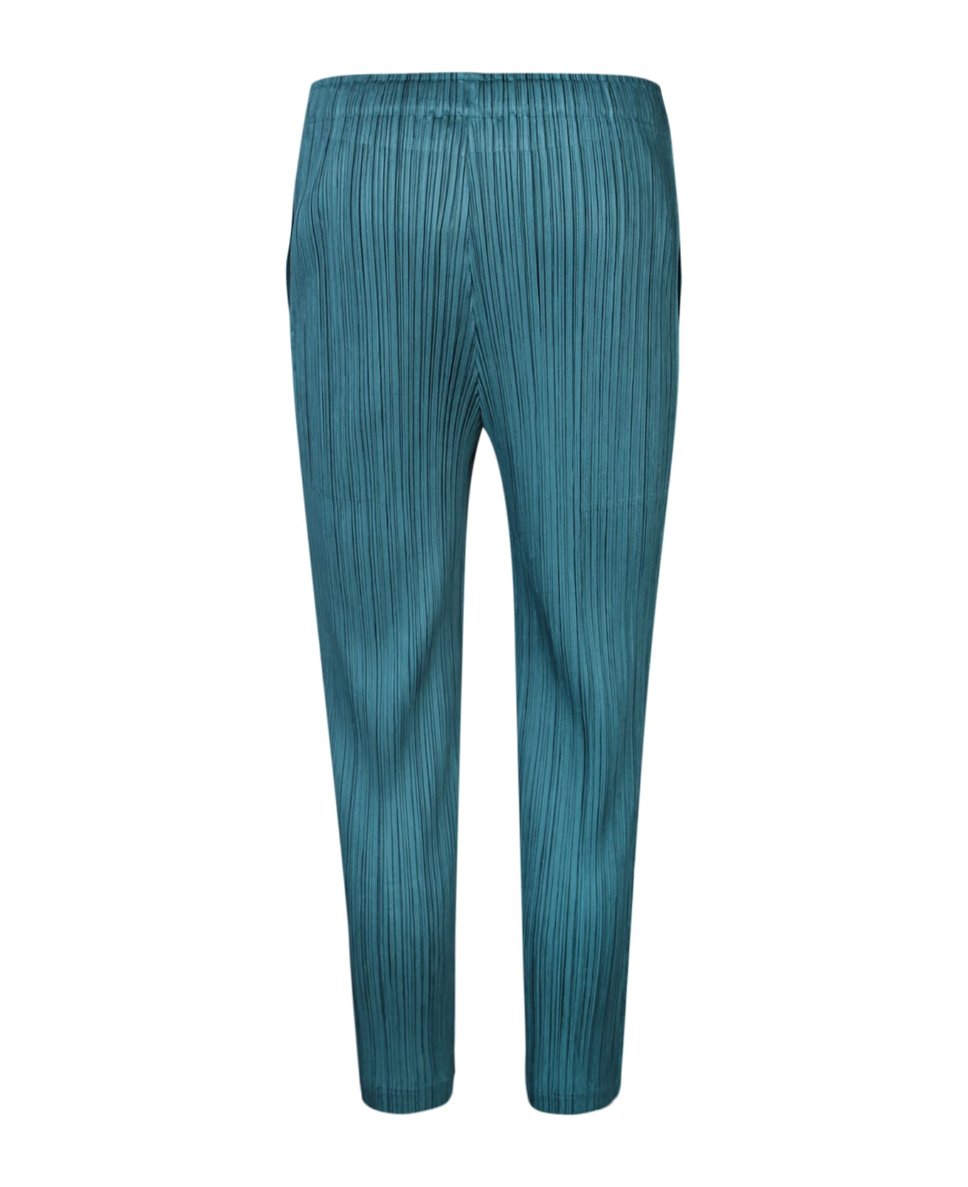 Issey Miyake Pleated Petrol Green Trousers - Green
