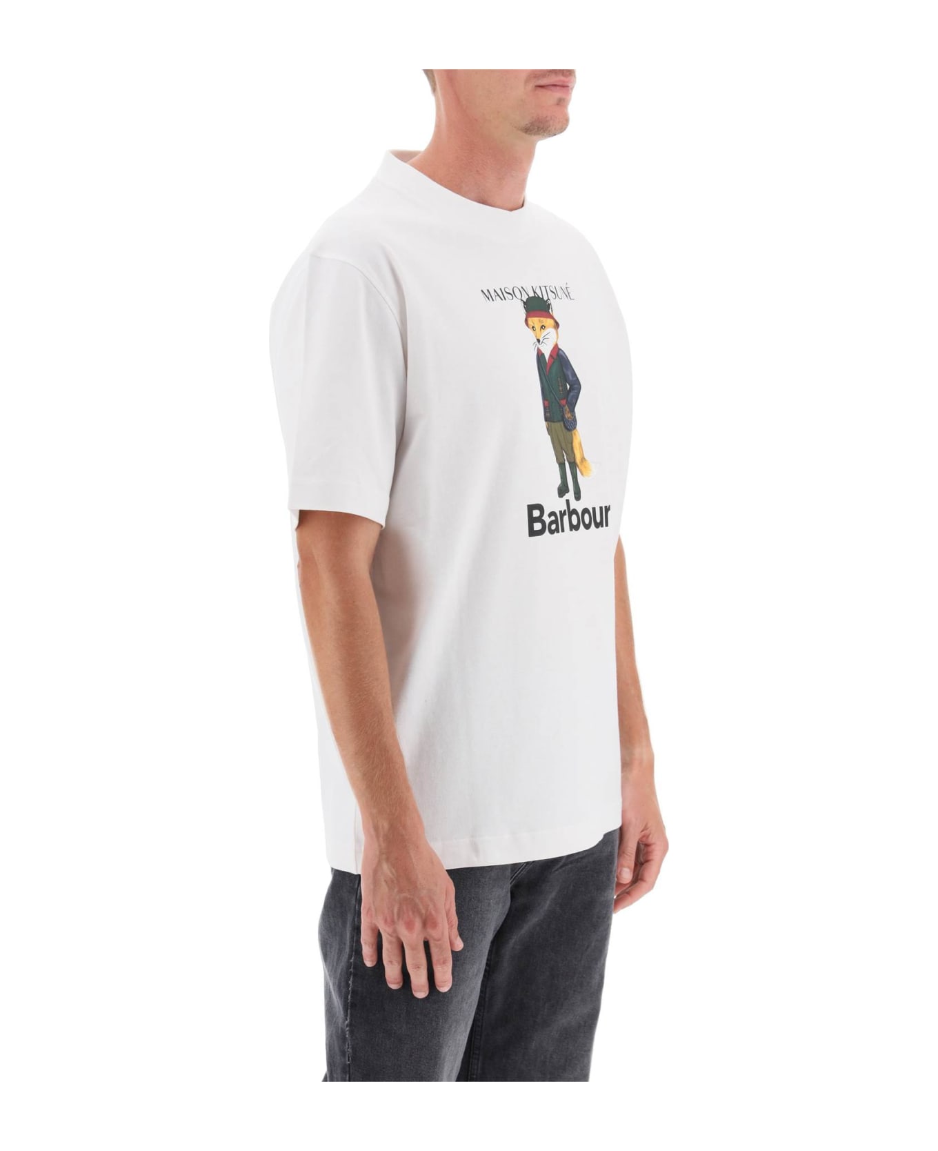 Barbour Maison Kitsuné Fox Beaufort Crew-neck T-shirt - WHITE (White)