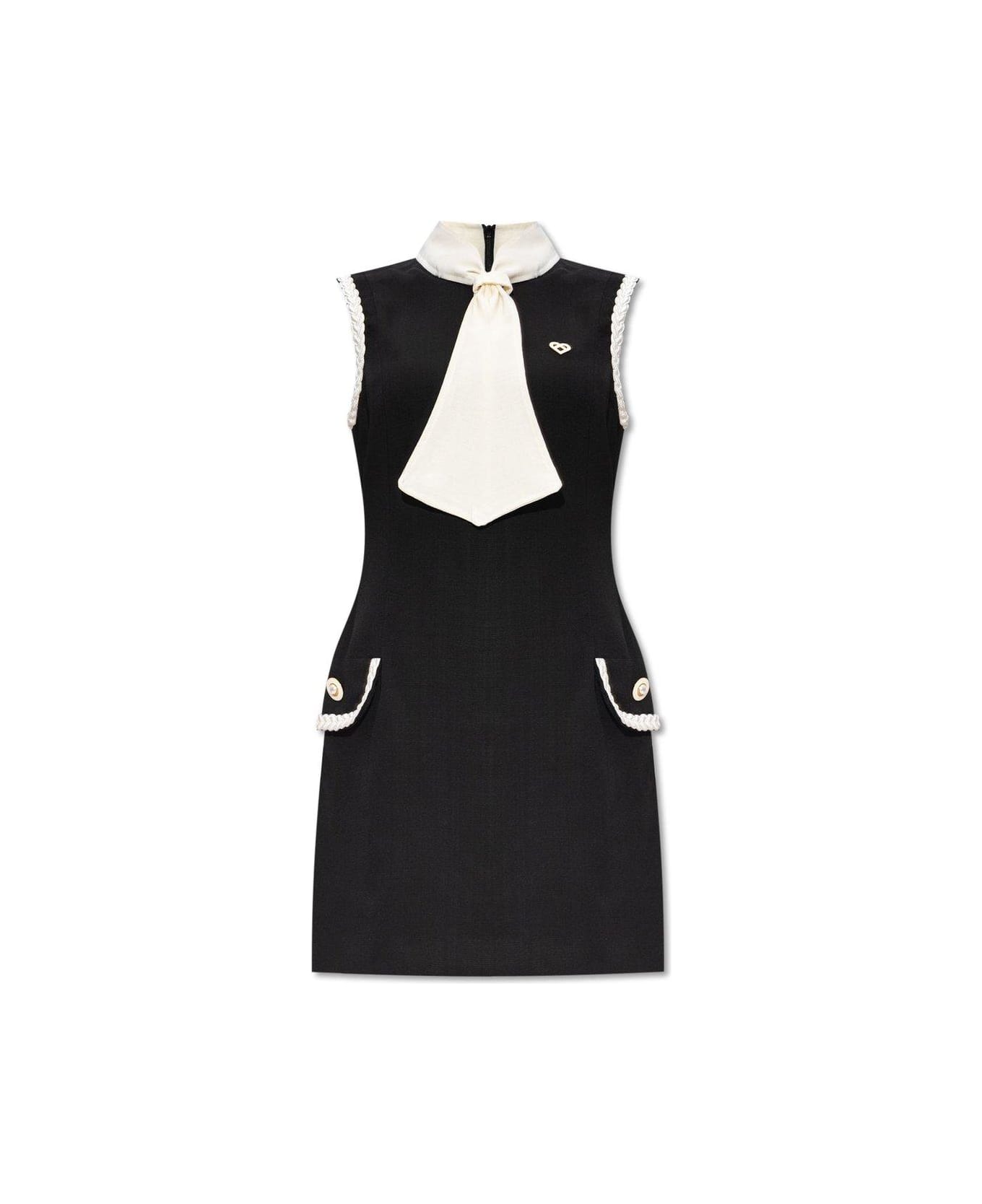 Casablanca Jacky Logo-embroidered Sleeveless Mini Dress - BLACK ワンピース＆ドレス