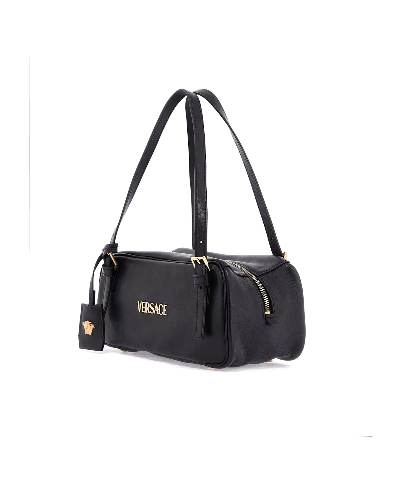 Versace Nappa Leather Bowling Bag - BLACK VERSACE GOLD