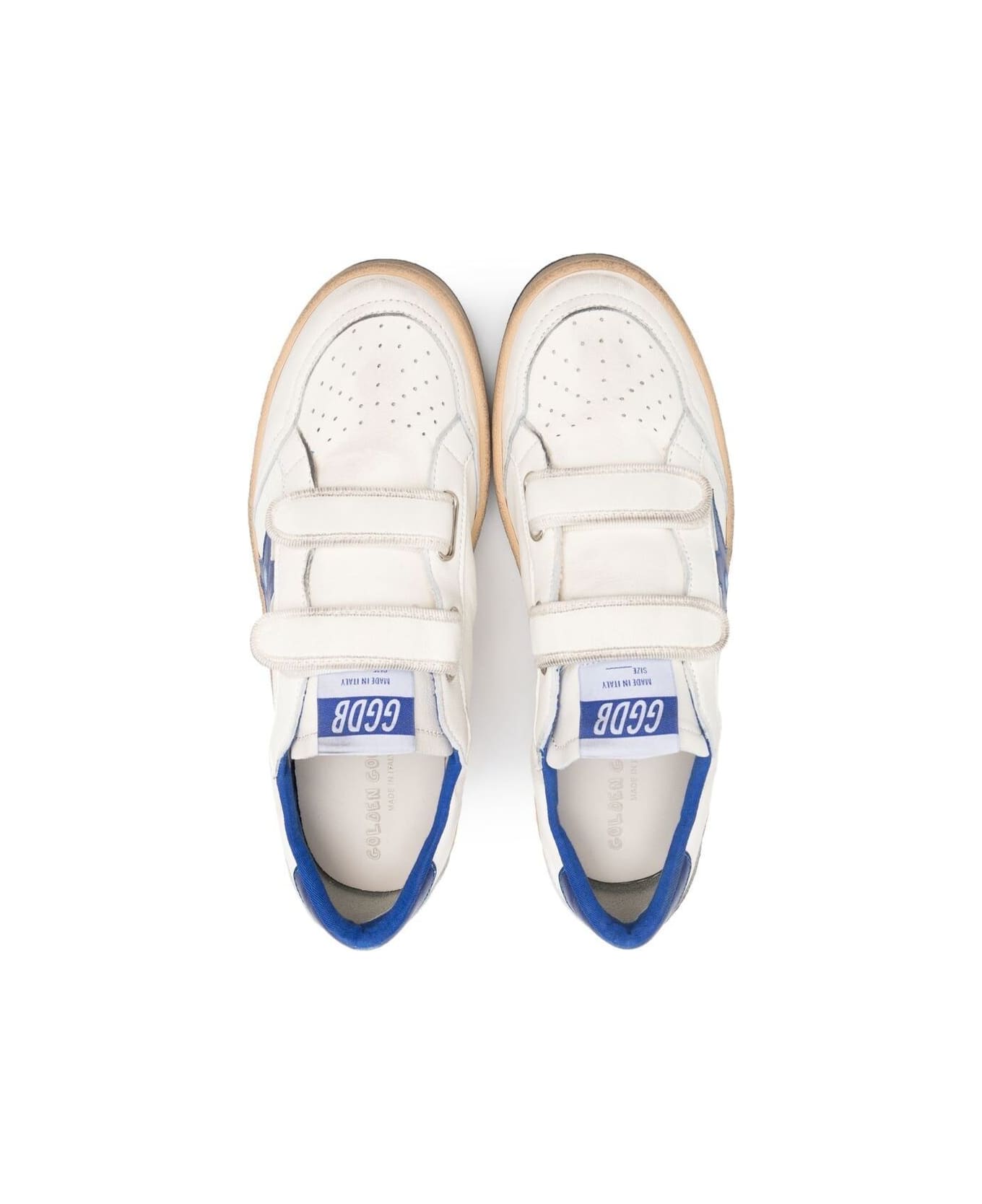 Golden Goose 'ballstar' White And Blue Low Top Sneakers With Star Patch In Leather Boy - White