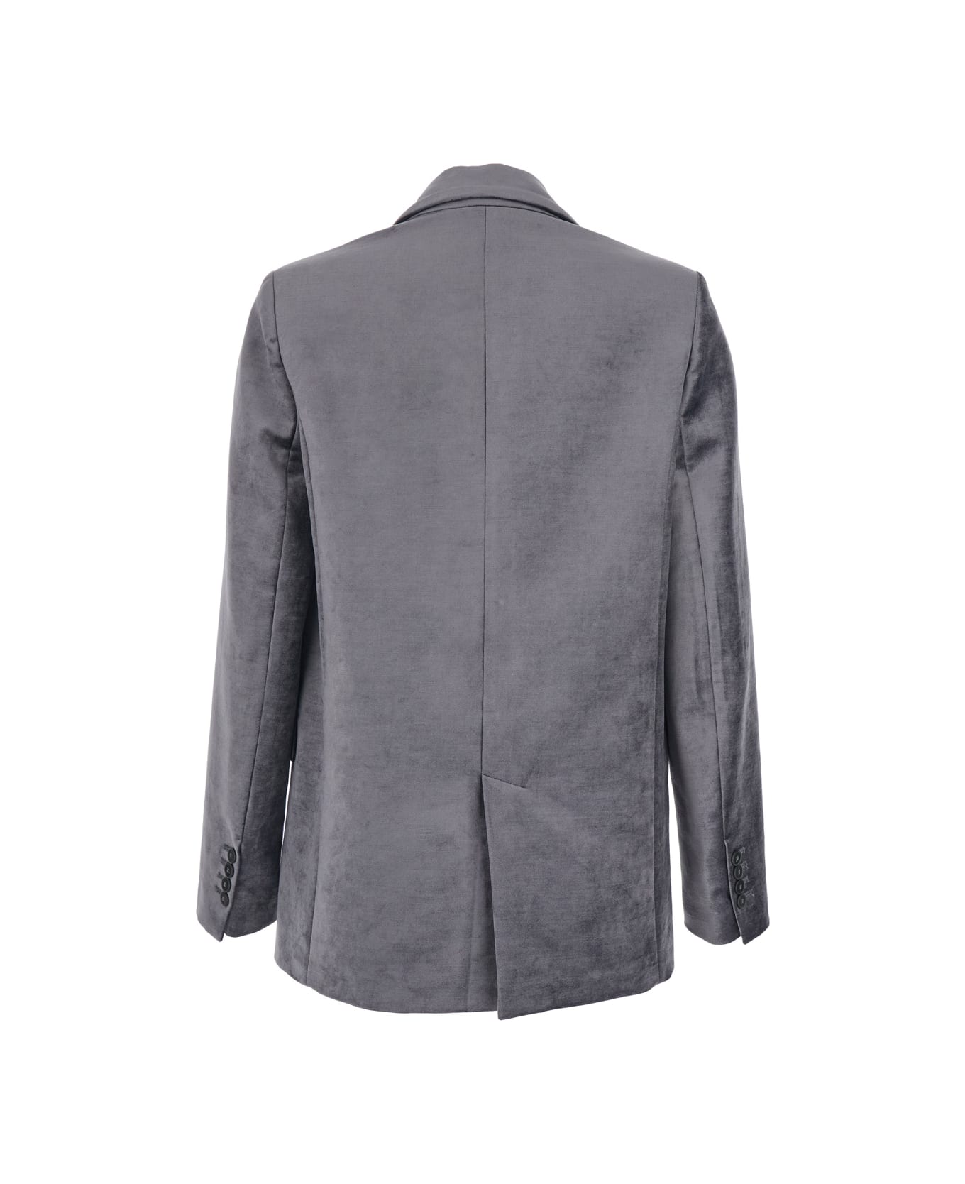 Forte_Forte Grey Single-breasted Jacket With Classic Lapels In Velvet Woman - Grey