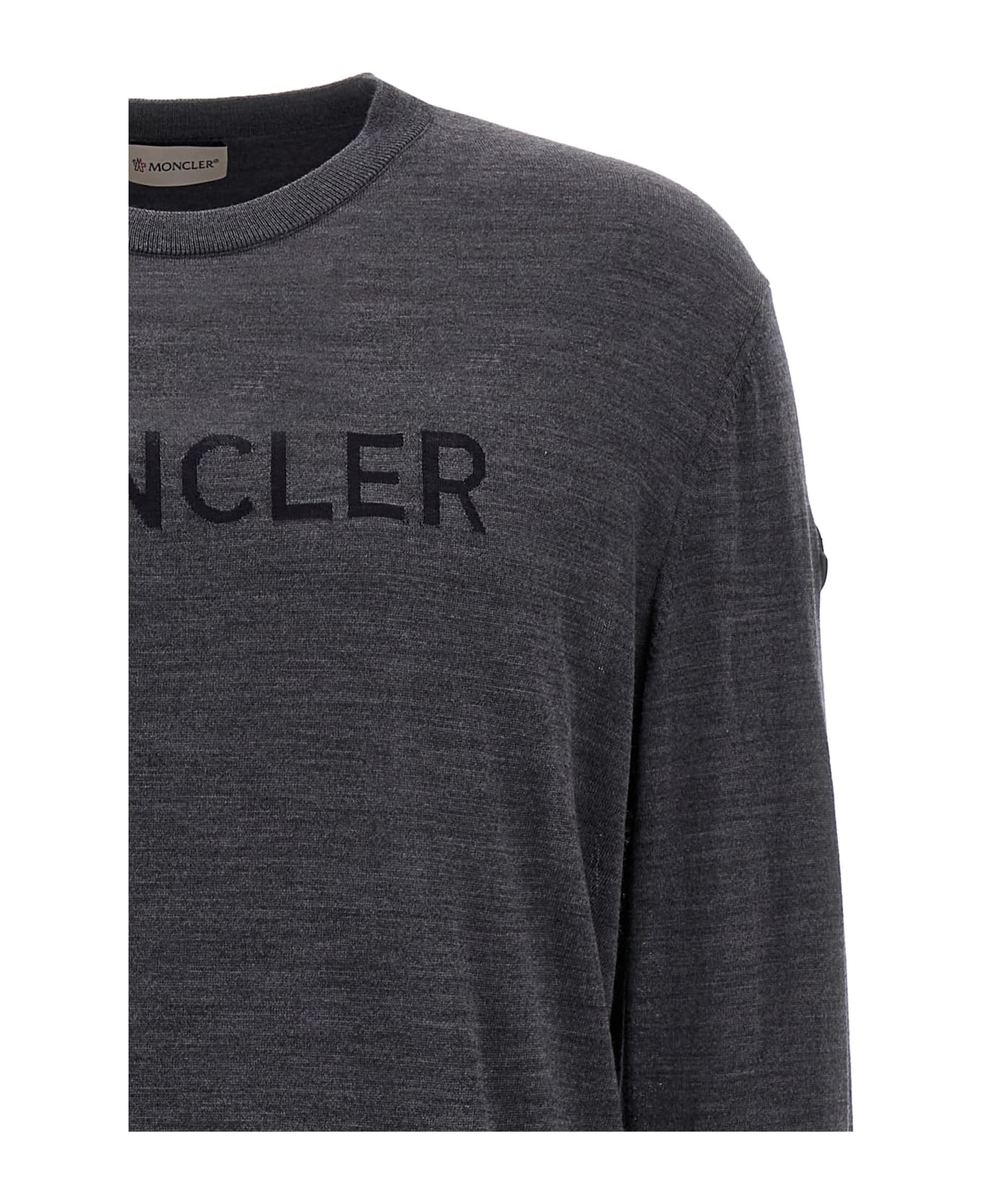 Moncler Logo Intarsia Sweater - Gray ニットウェア