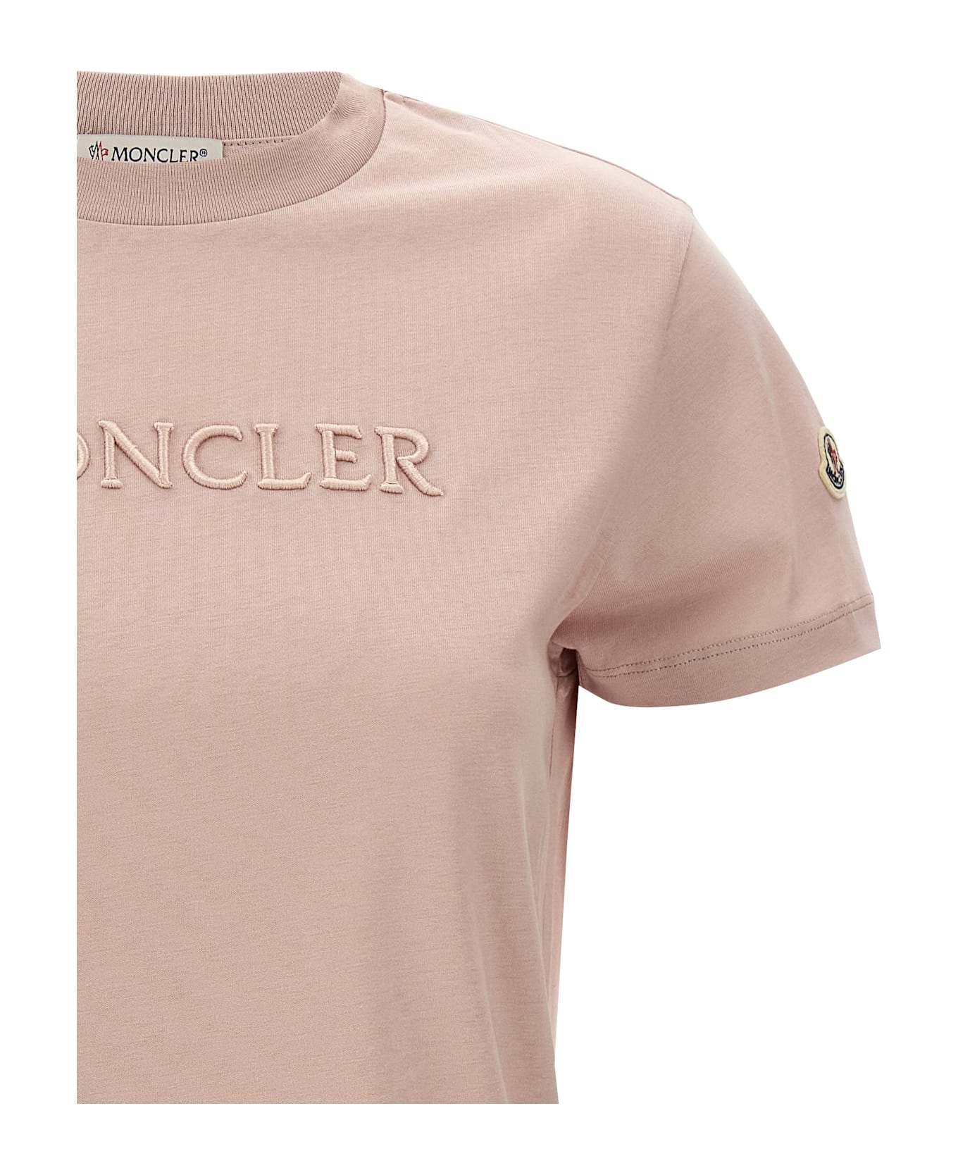 Moncler Logo Embroidery T-shirt - Pink