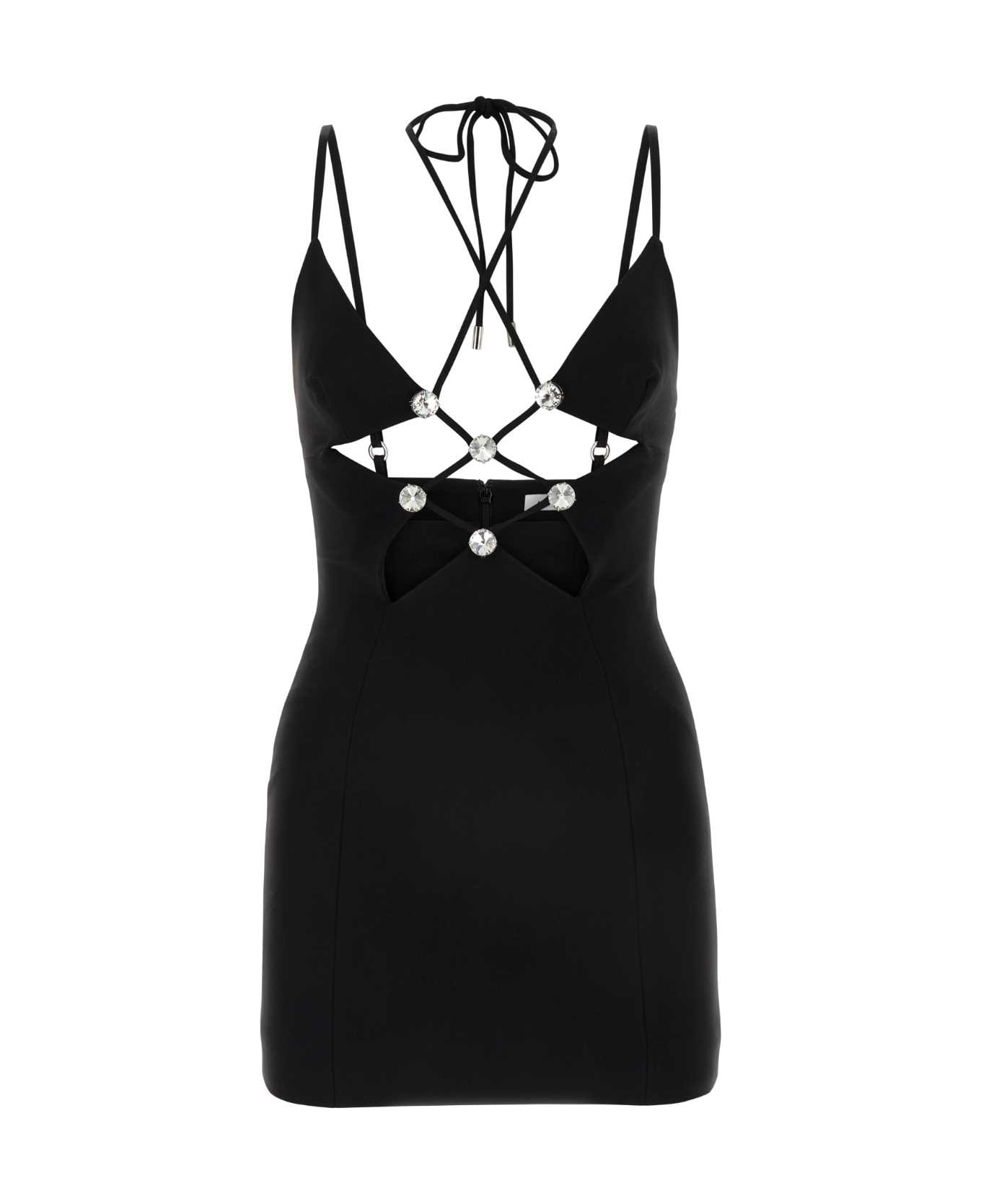AREA Black Stretch Rayon Blend Mini Dress - BLACK ワンピース＆ドレス