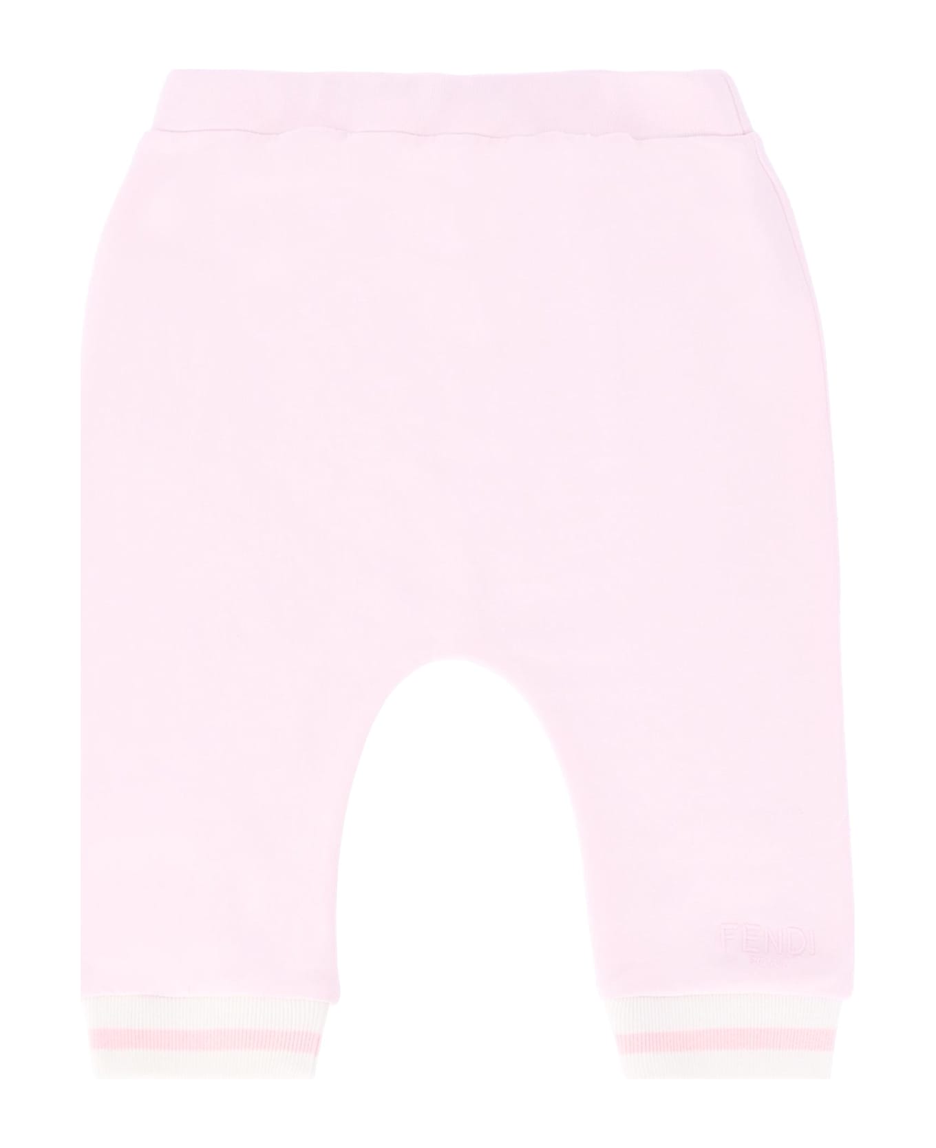 Fendi Pink Trousers For Baby Girl With Logo - Pink