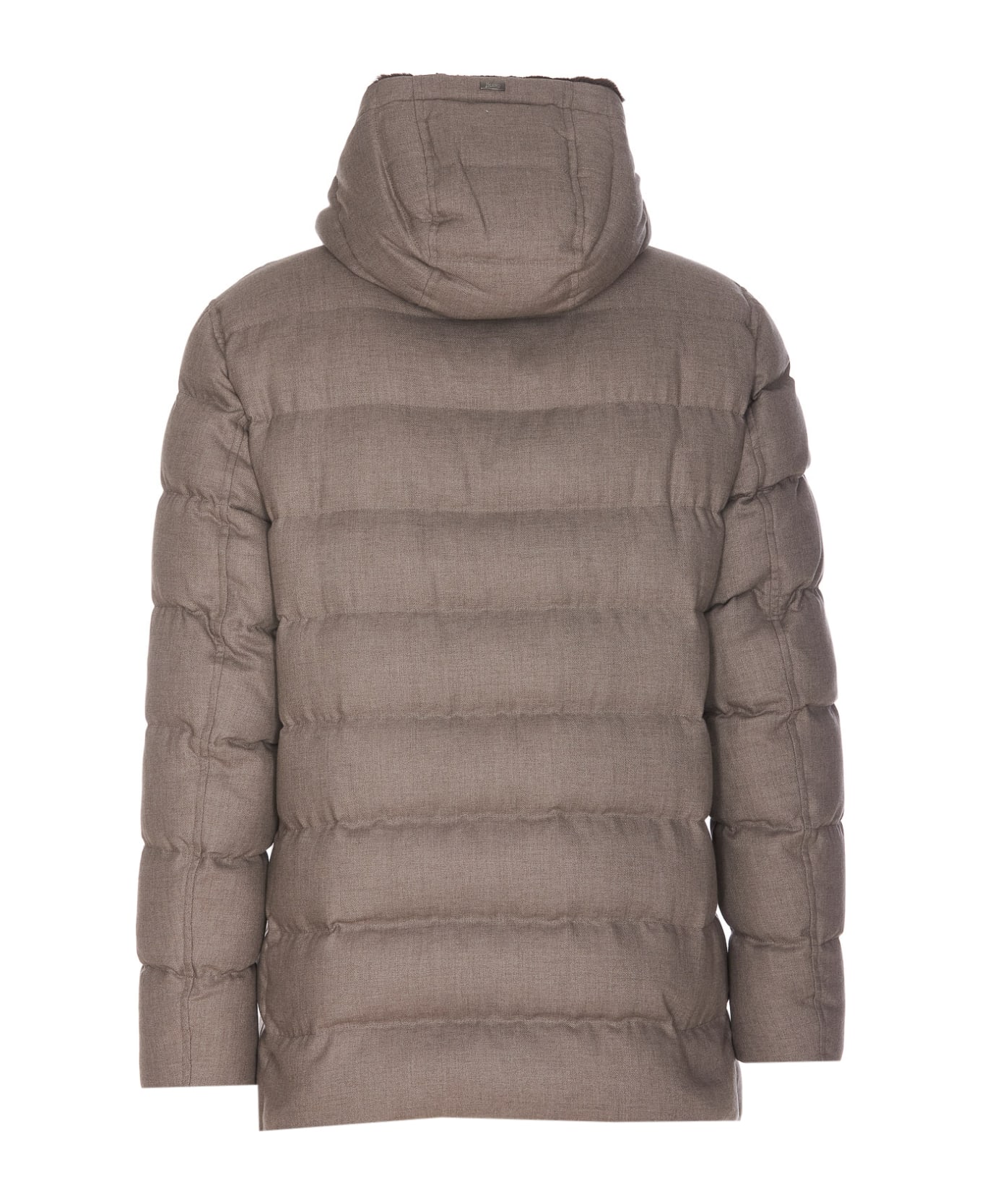 Herno Wool Blend Quilted Down Jacket - Beige