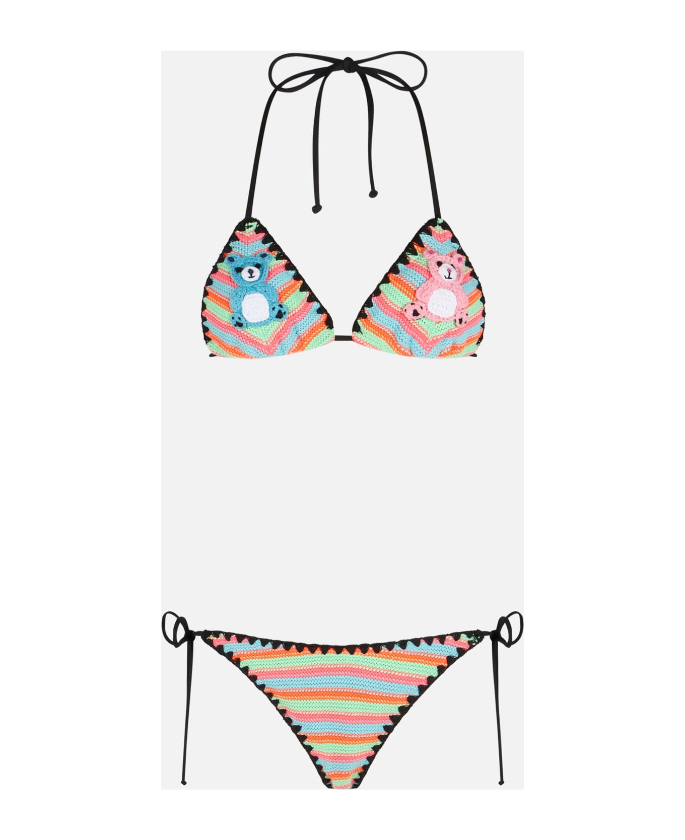 MC2 Saint Barth Women Crochet Triangle Bikini Maleah With Pacthes | Beepy Bella Special Edition - MULTICOLOR
