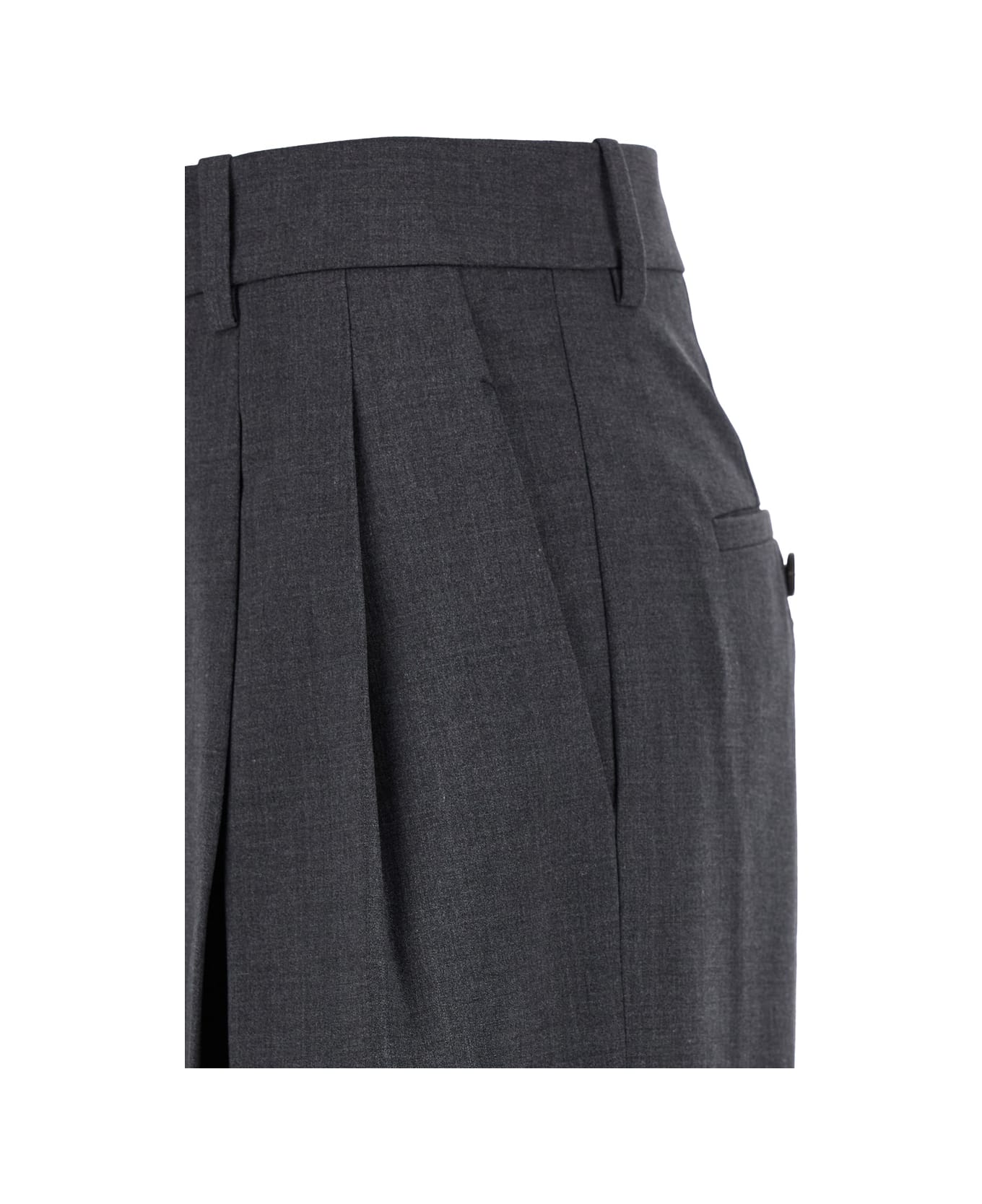 Theory Grey High-waist Pants With Pences In Stretch Wool Woman - Grey