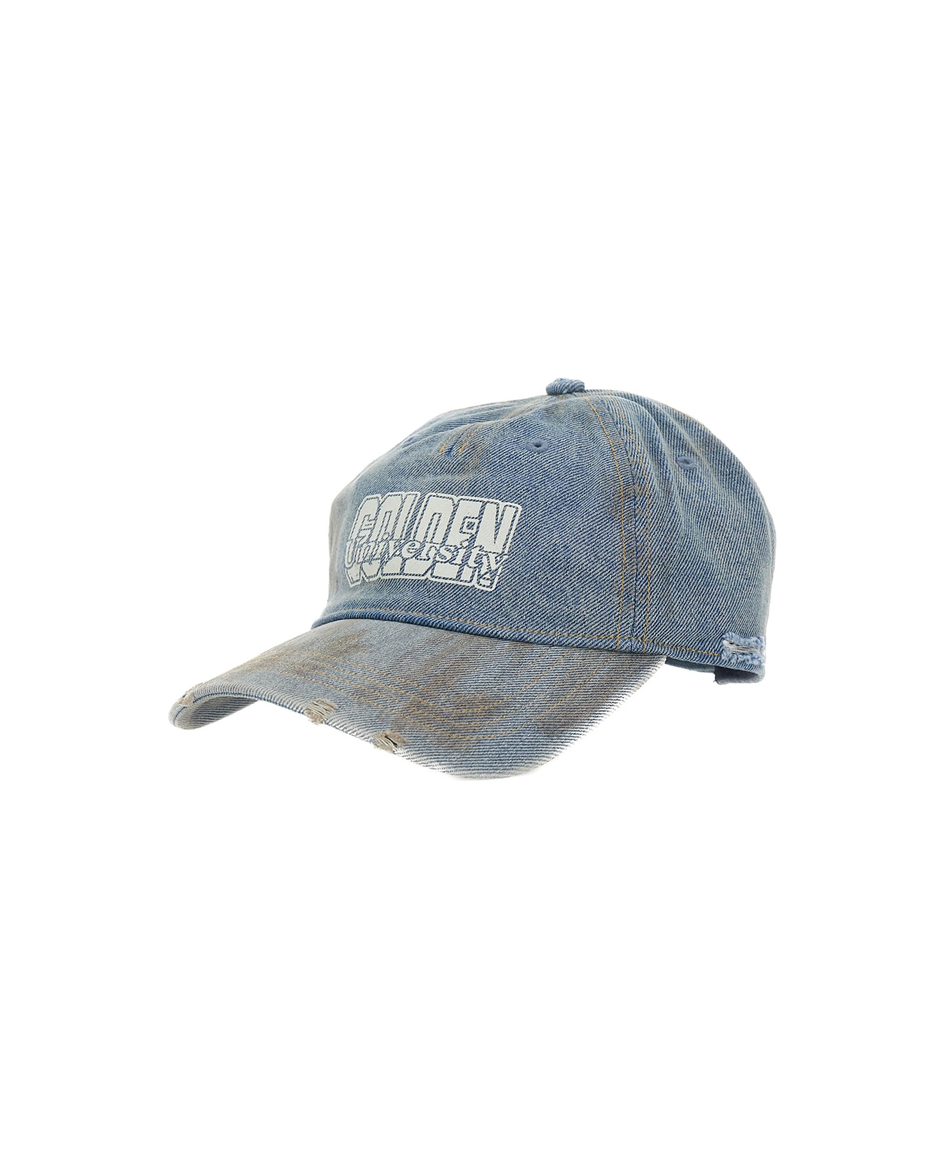 Golden Goose Journey Baseball Cap Cotton Denim Officina Wash/ Golden Print - Light blue
