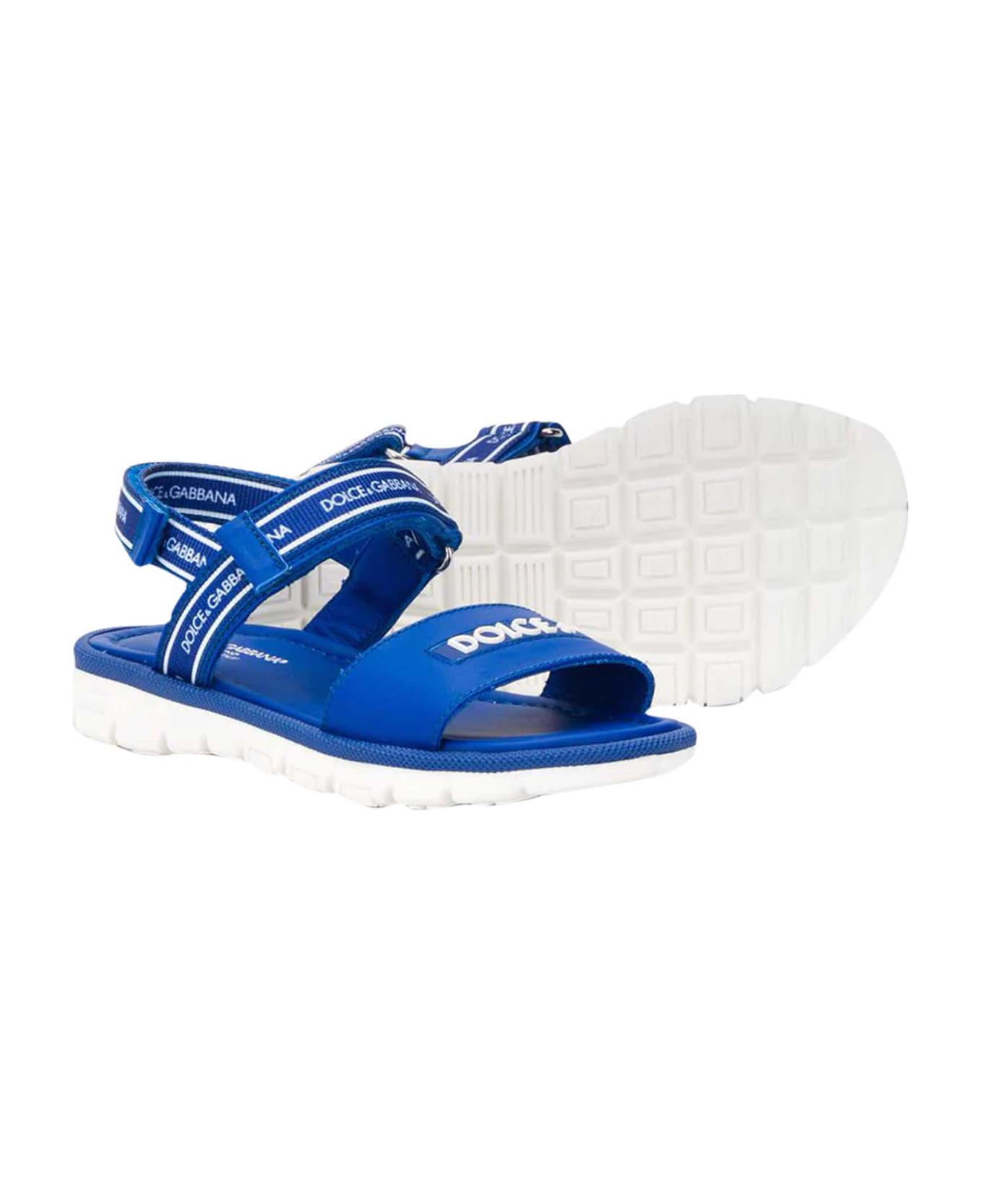 Dolce 
Gabbana Blue Sandals With Logo Dolce&gabbana Kids - Blu/bianco