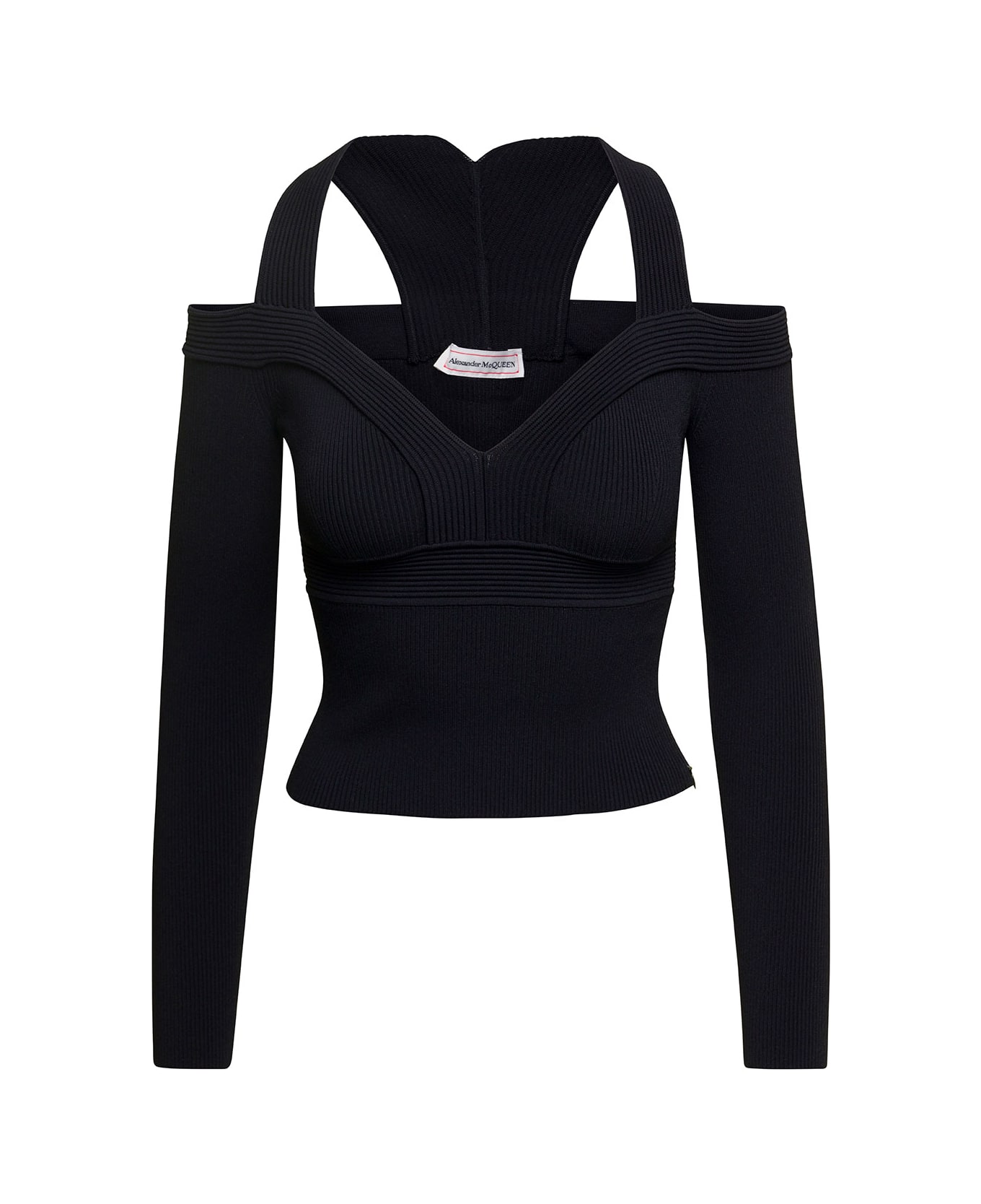 Alexander McQueen Cropped Top With Cut-out Details - Black