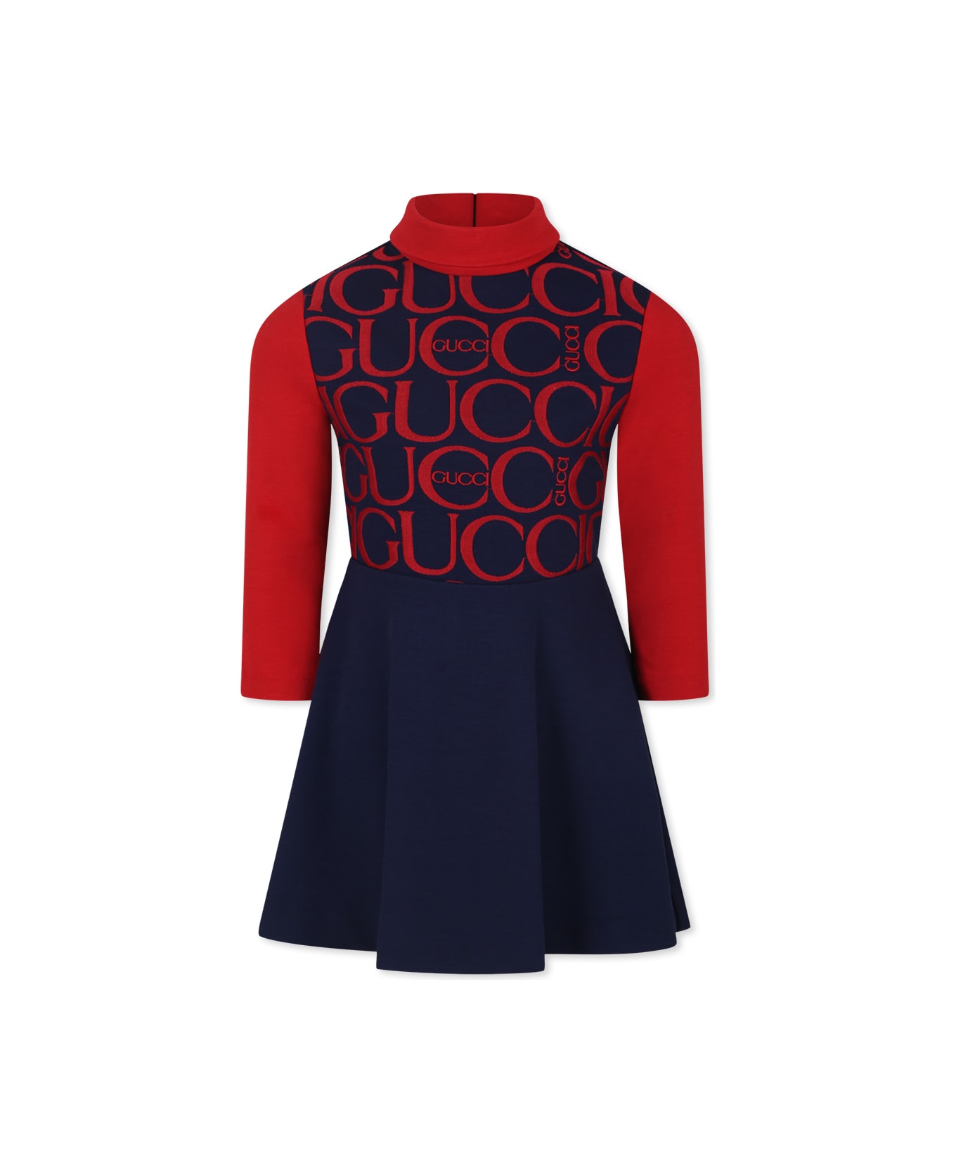 Gucci Blue Dress For Girl With Gucci Magazine Logo - Blue