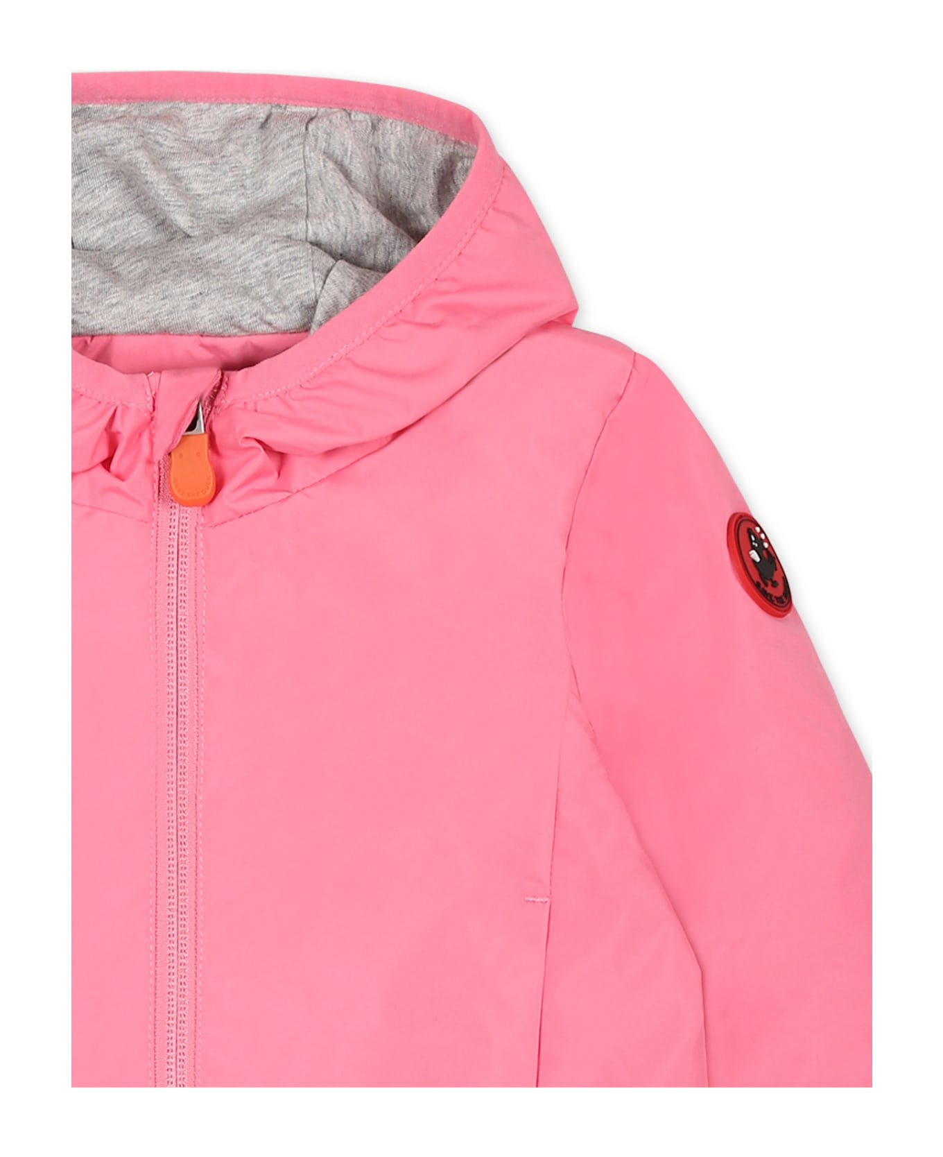 Save the Duck Pink Windbreaker Jacket For Baby Girl With Logo - Pink