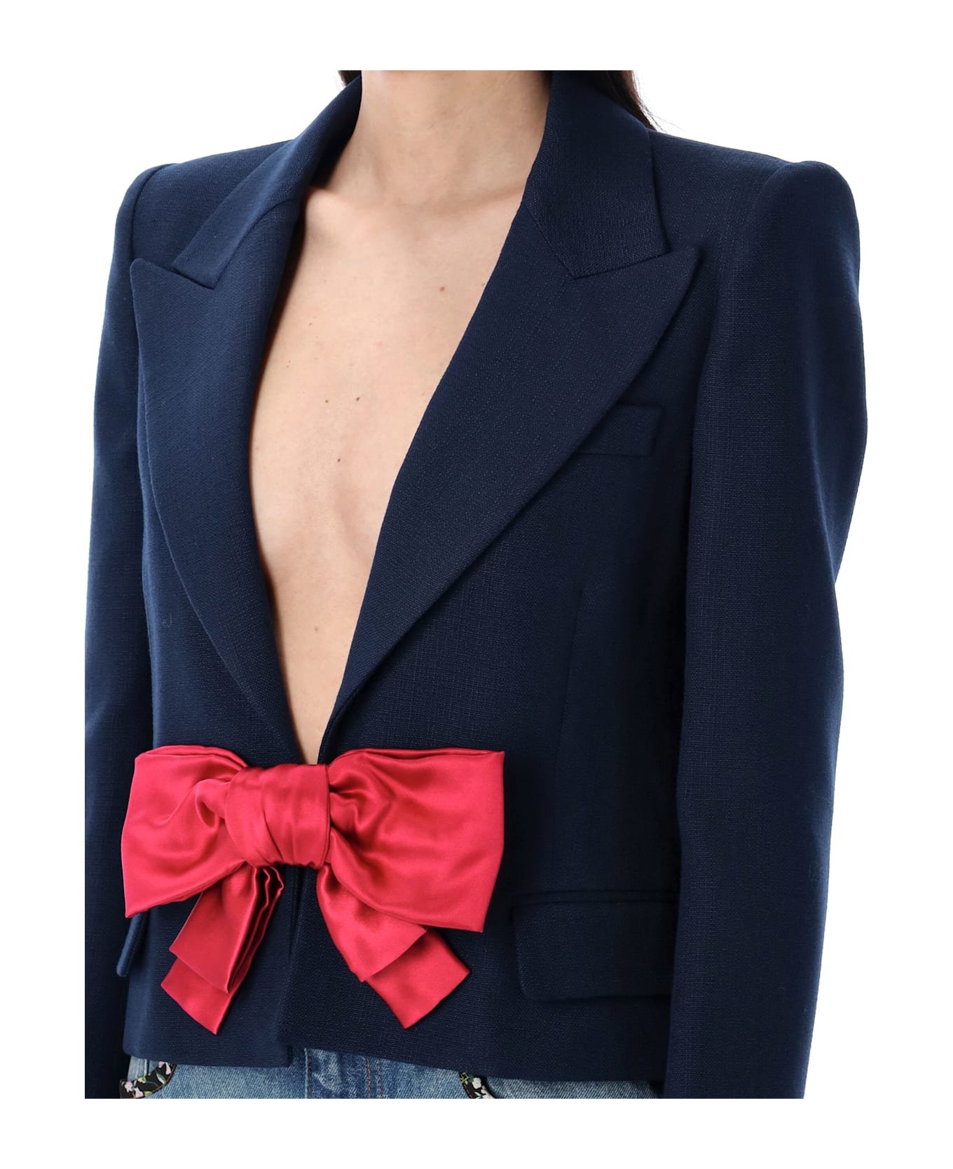 Valentino Garavani Cropped Jacket Bow - PROVENCE BLUE