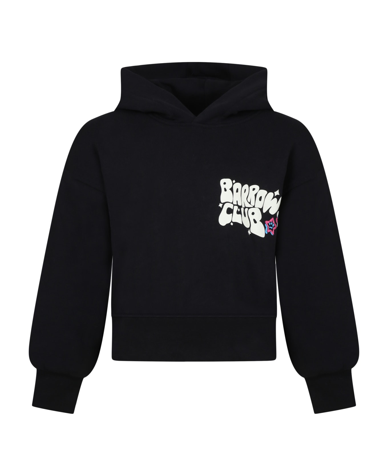 Barrow Black Sweatshirt For Girl With Logo - Nero/Black