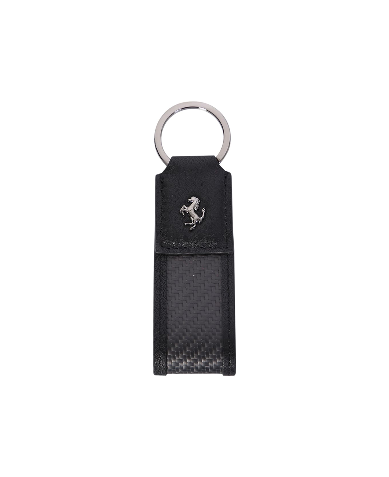 Ferrari Keychain With Prancing Horse - Black