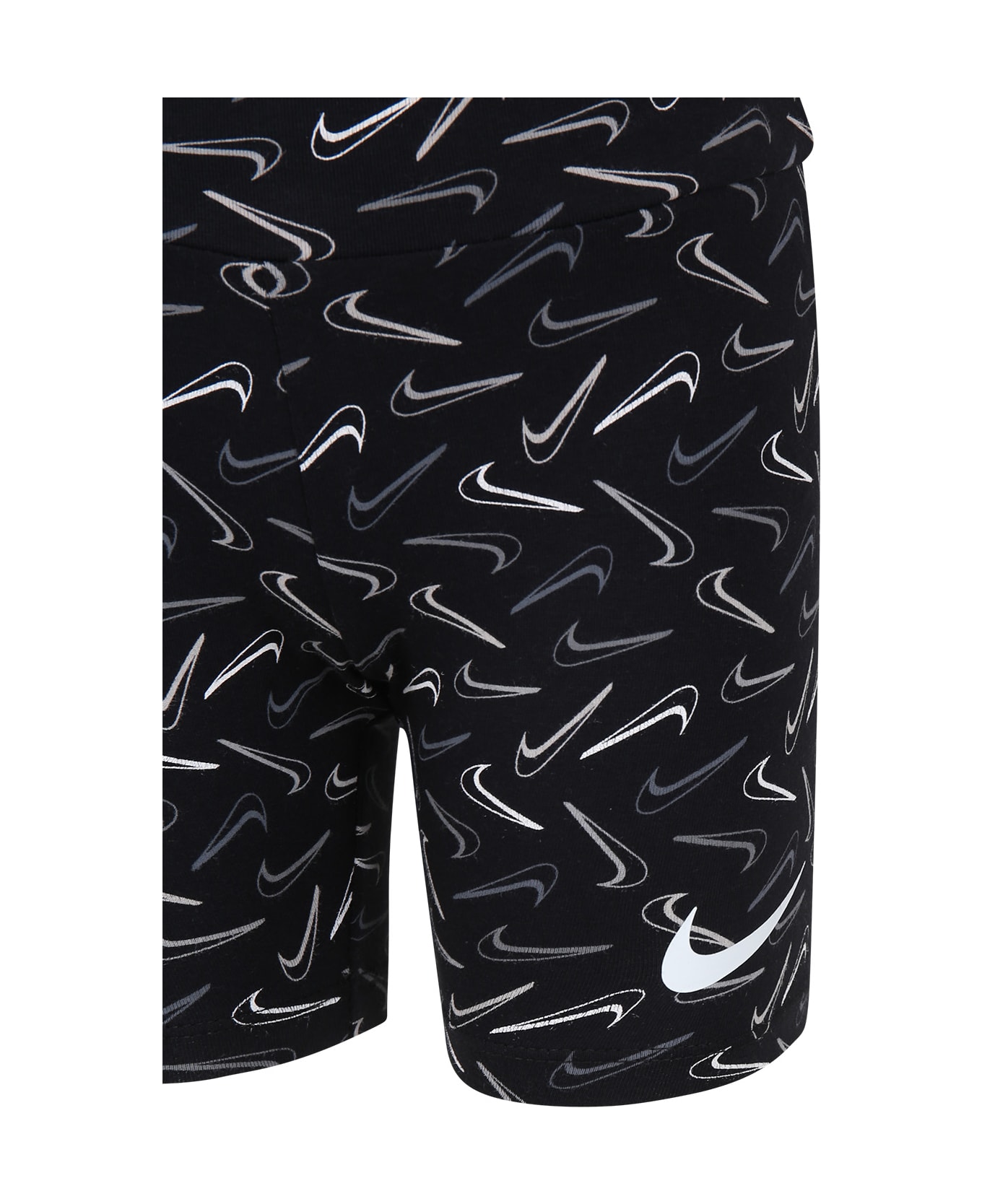 Nike Black Shorts For Girl With Swoosh - Black