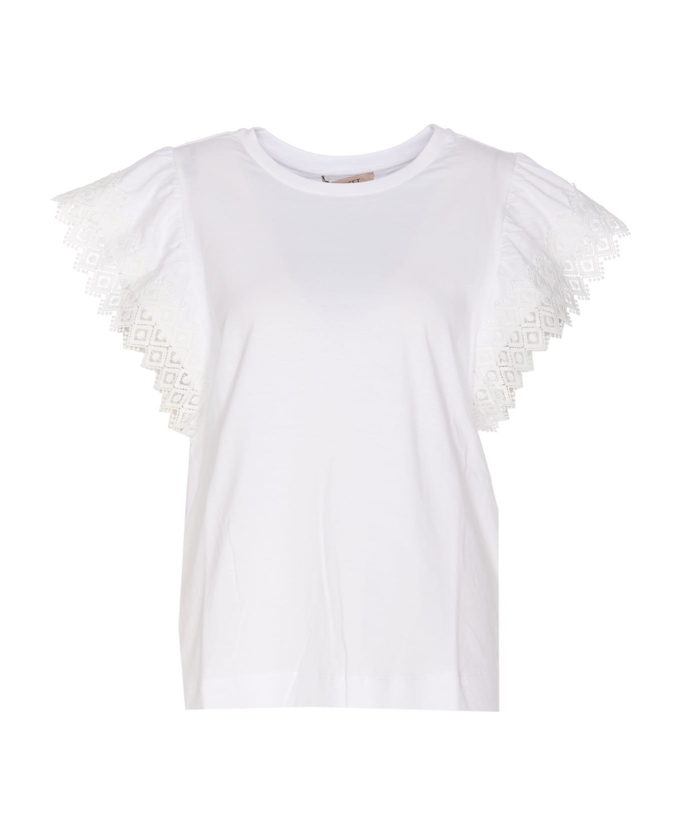 TwinSet T-shirt With Macrame' Sleeves - White