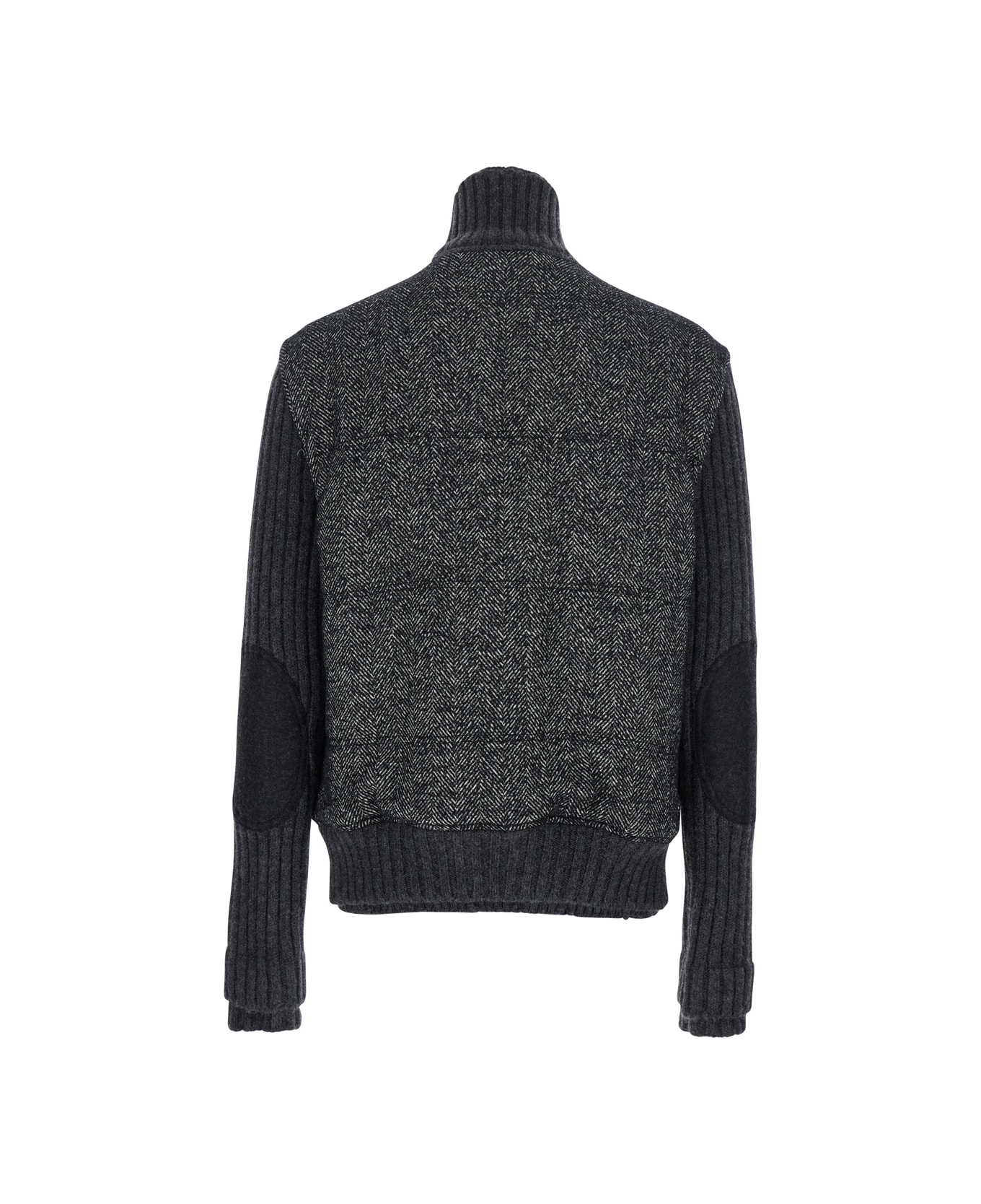 Dolce 
Gabbana Grey Jacket With High Neck And Belt Detail On The Neck In Wool Blend Stretch Man - Grey