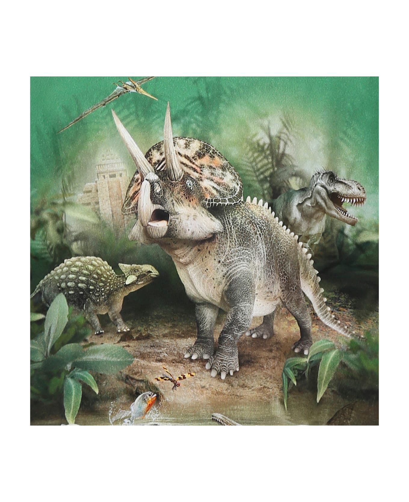 Molo Green T-shirt For Boy With Dinosaur Print - Green