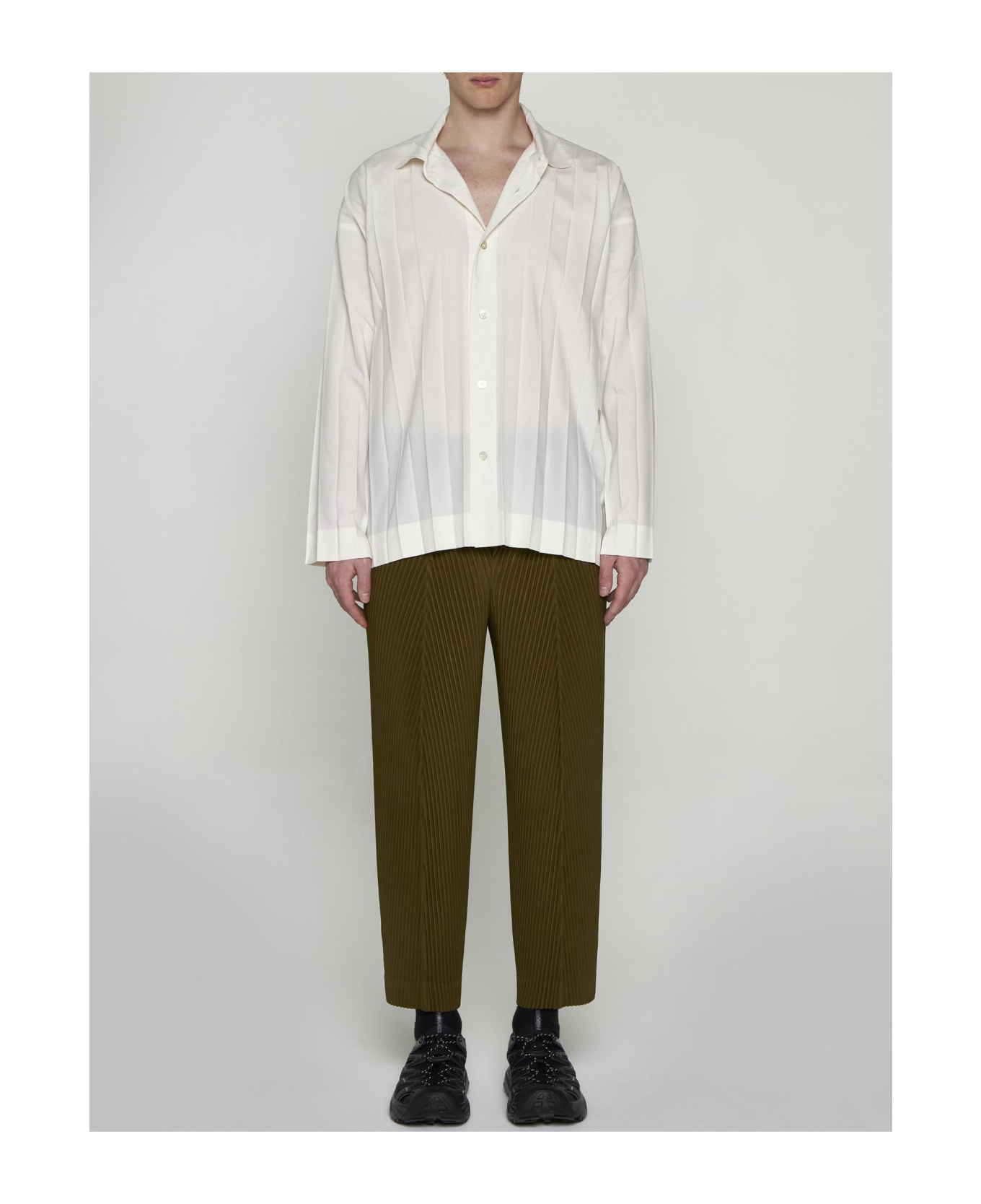 Homme Plissé Issey Miyake Pleated Fabric Trousers - Green
