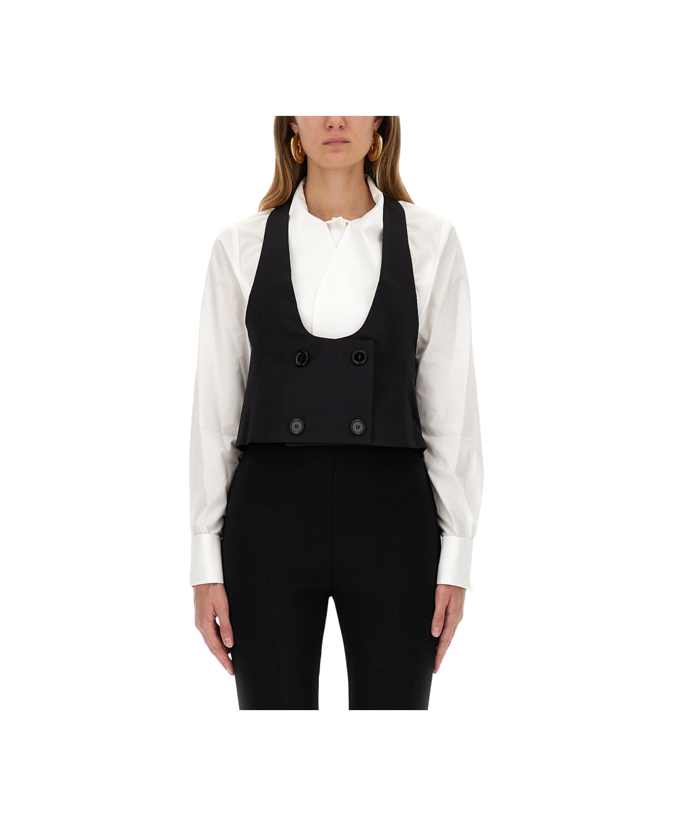 Nina Ricci Vest With Open Back - BLACK