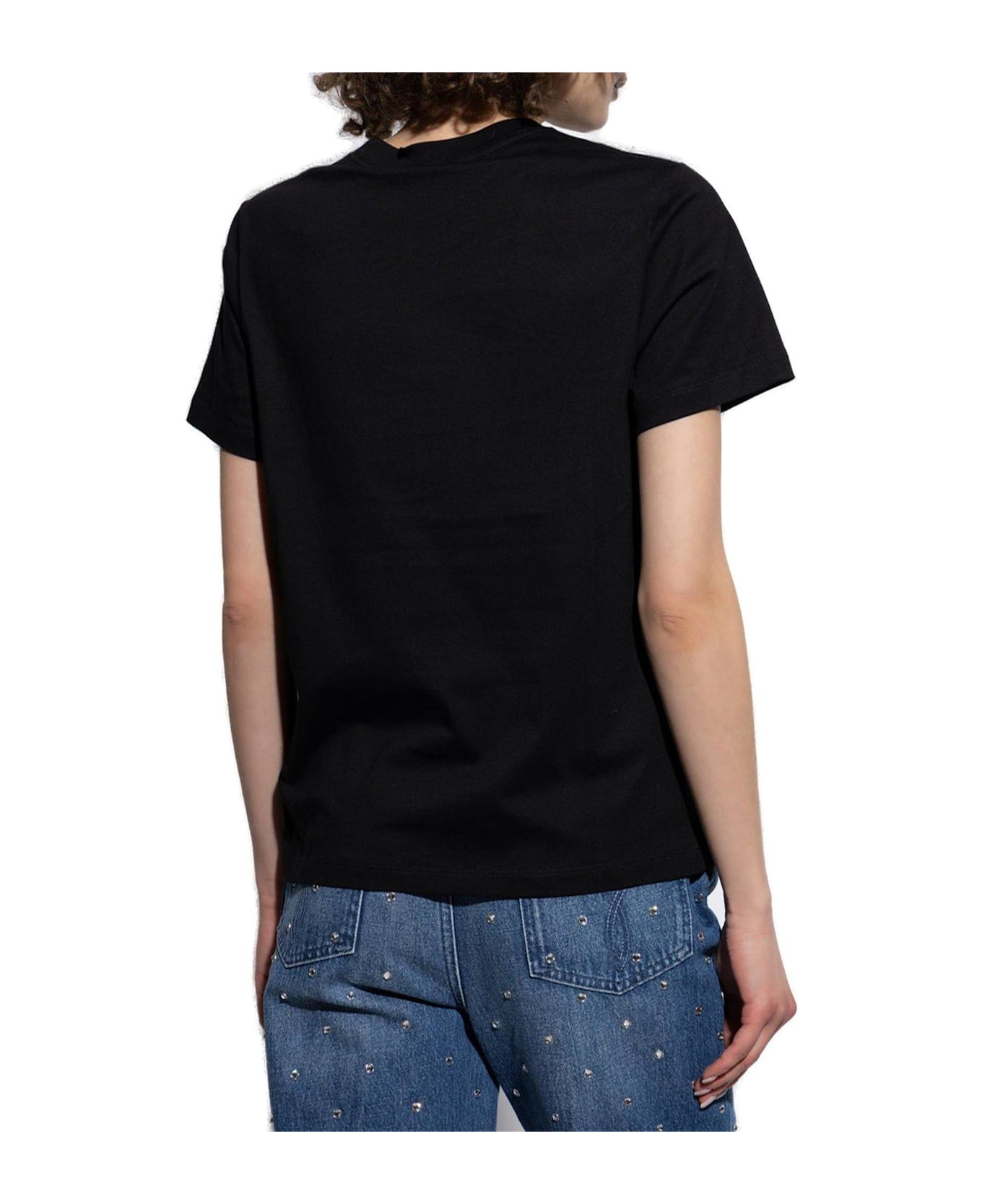 Versace T-shirt With Shimmering Crystals - BLACK