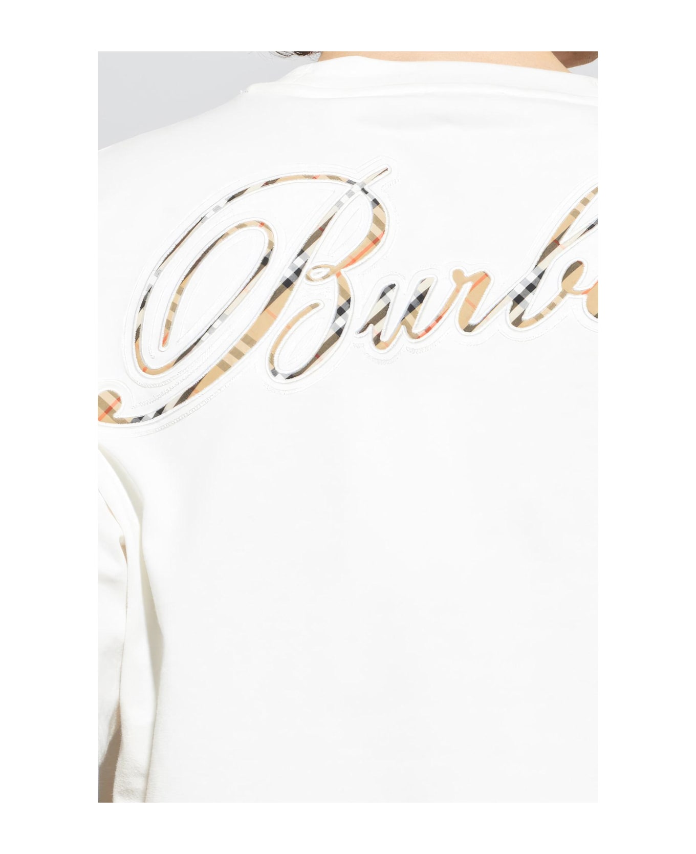 Burberry T-shirt With Embroidered Logo - CHALK