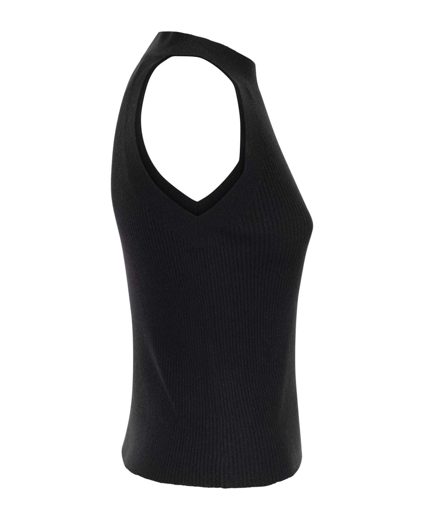 Brunello Cucinelli Cashmere And Silk Ribbed Knit Top - Black タンクトップ