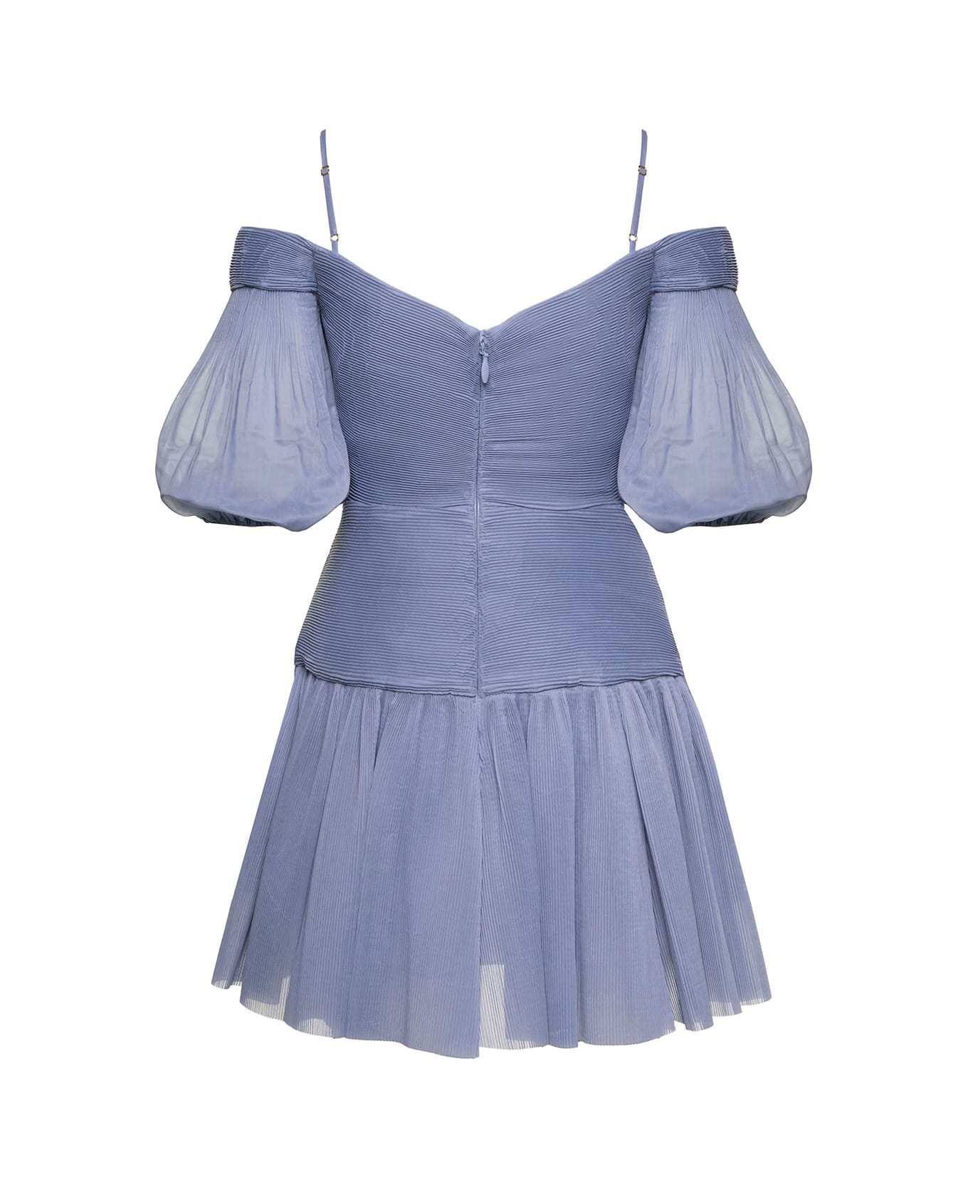 Zimmermann Light-blue Pleated Mini Dress In Chiffon Woman - Light blue