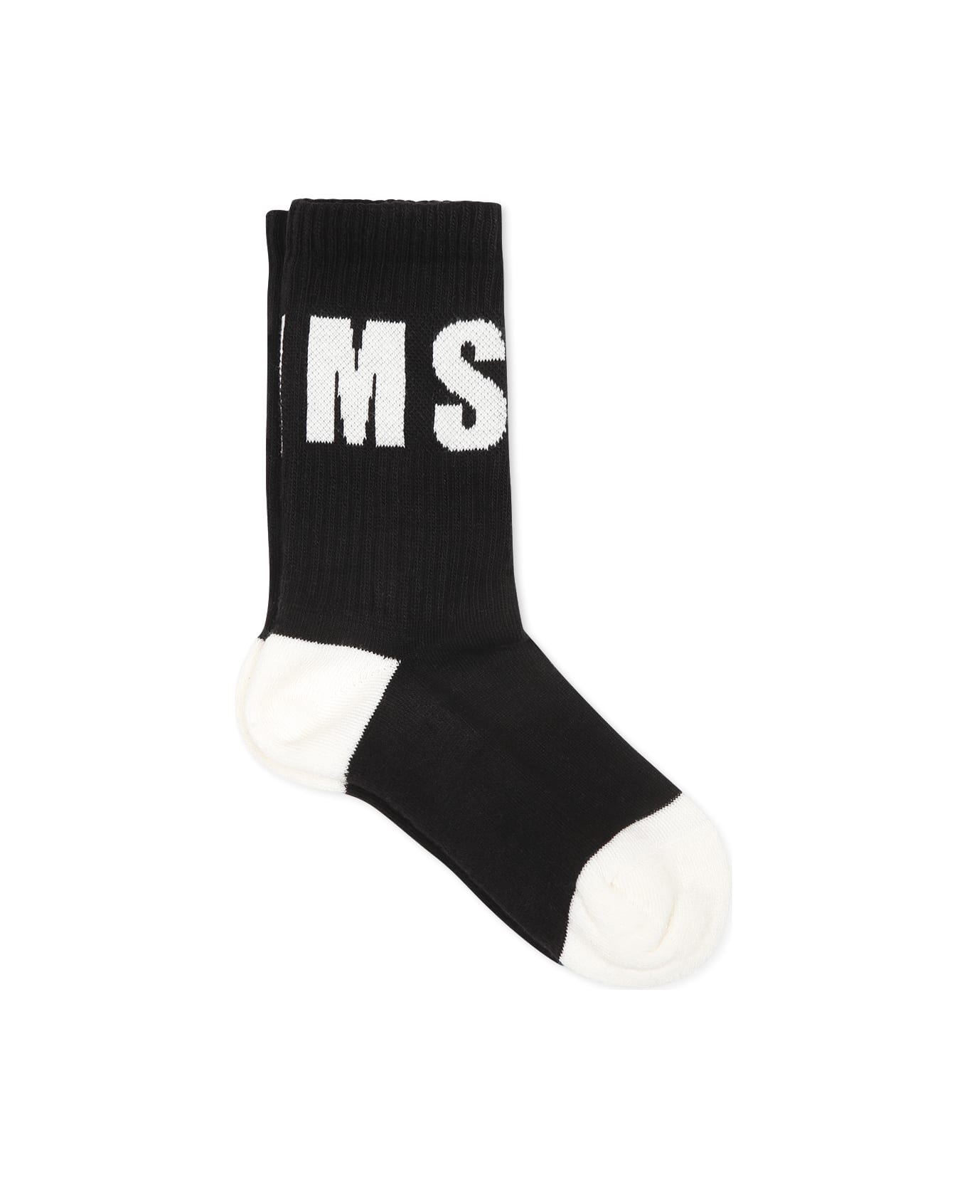 MSGM Black Socks For Kids With Logo - Black