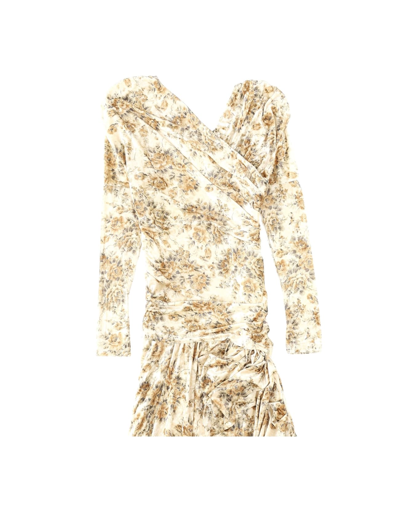 Ganni Long Dress With Print - IVORY