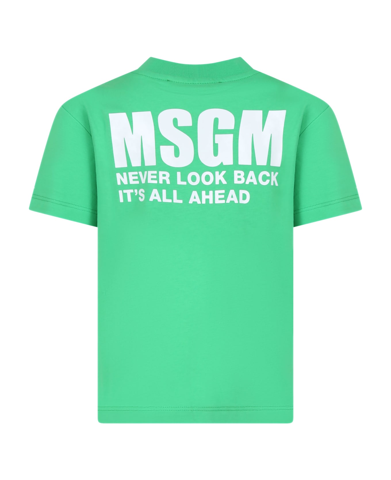 MSGM Green T-shirt For Kids With Logo - Green Tシャツ＆ポロシャツ
