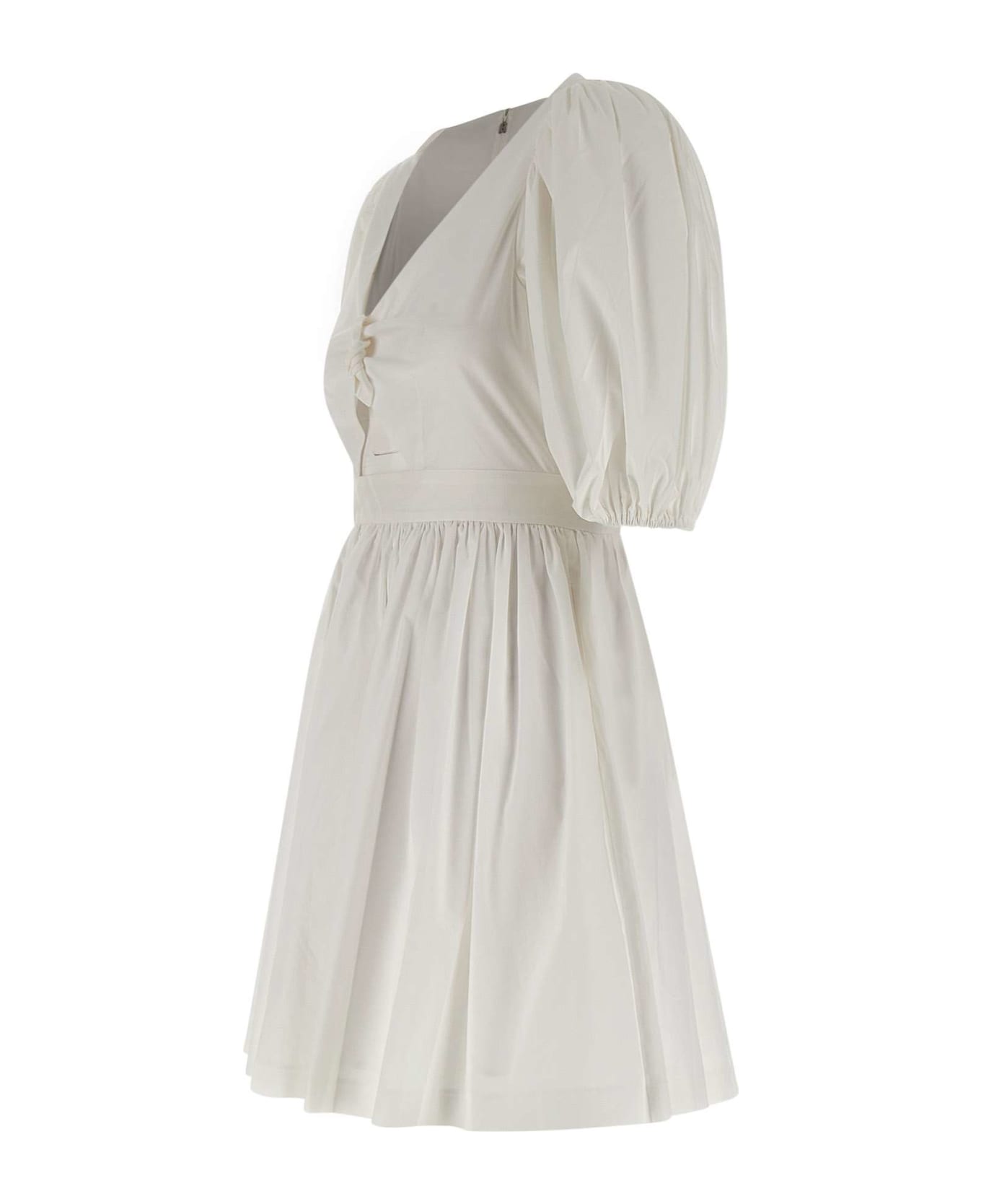 Rotate by Birger Christensen "puff Sleeve Mini " Cotton Dress - WHITE
