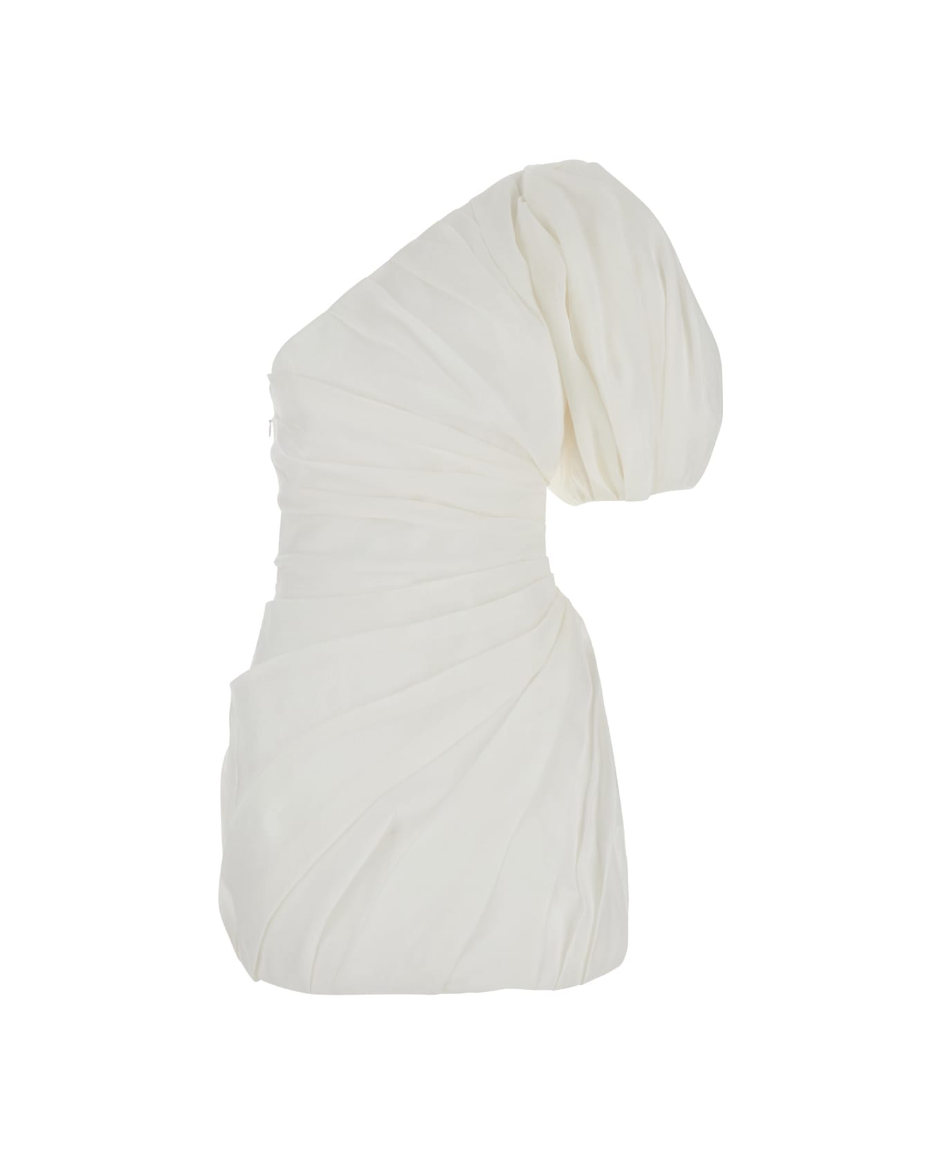 Chloé White Asymmetrical Mini Dress In Linen Woman - White