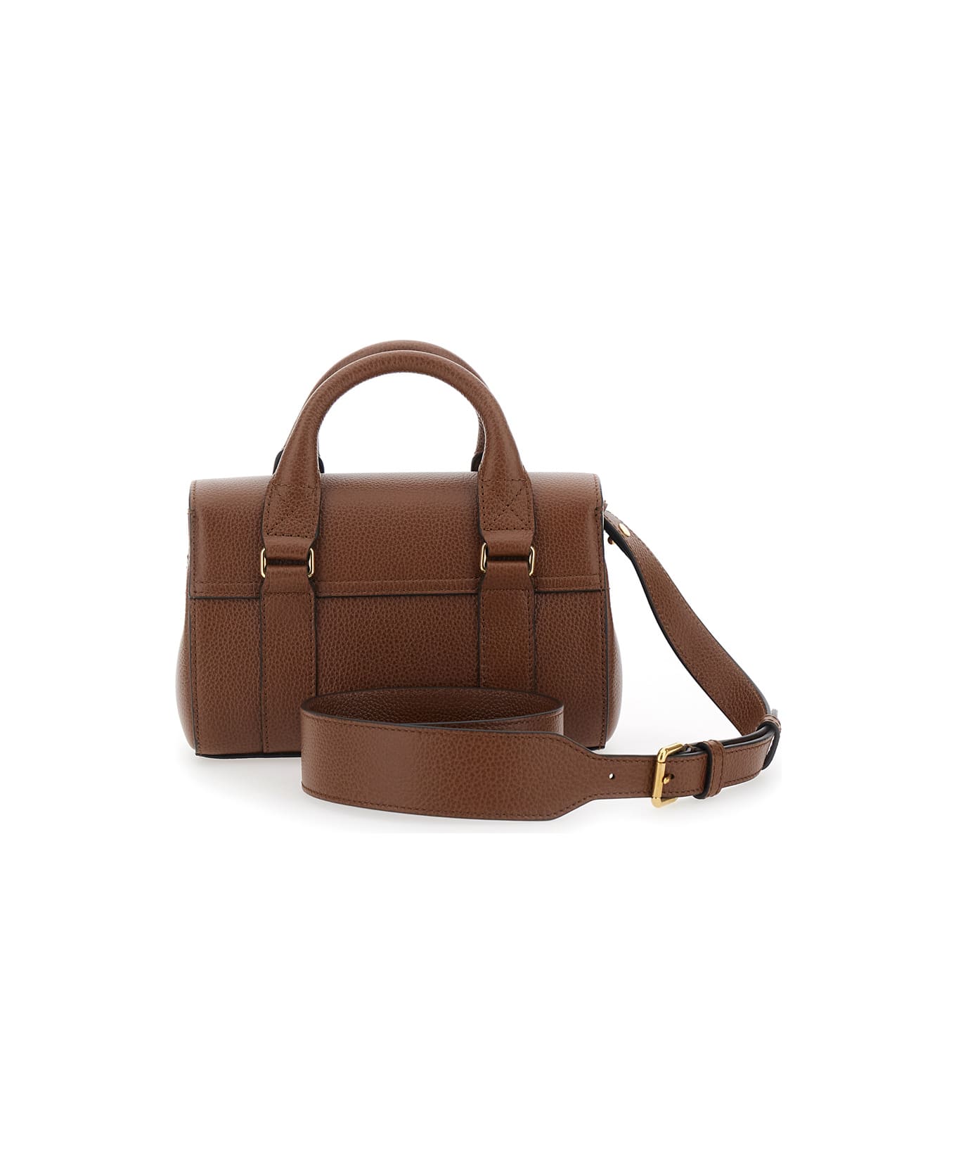 Mulberry 'bayswater Mini' Brown Handbag With Twist Lock In Hammered Leather Woman - Brown