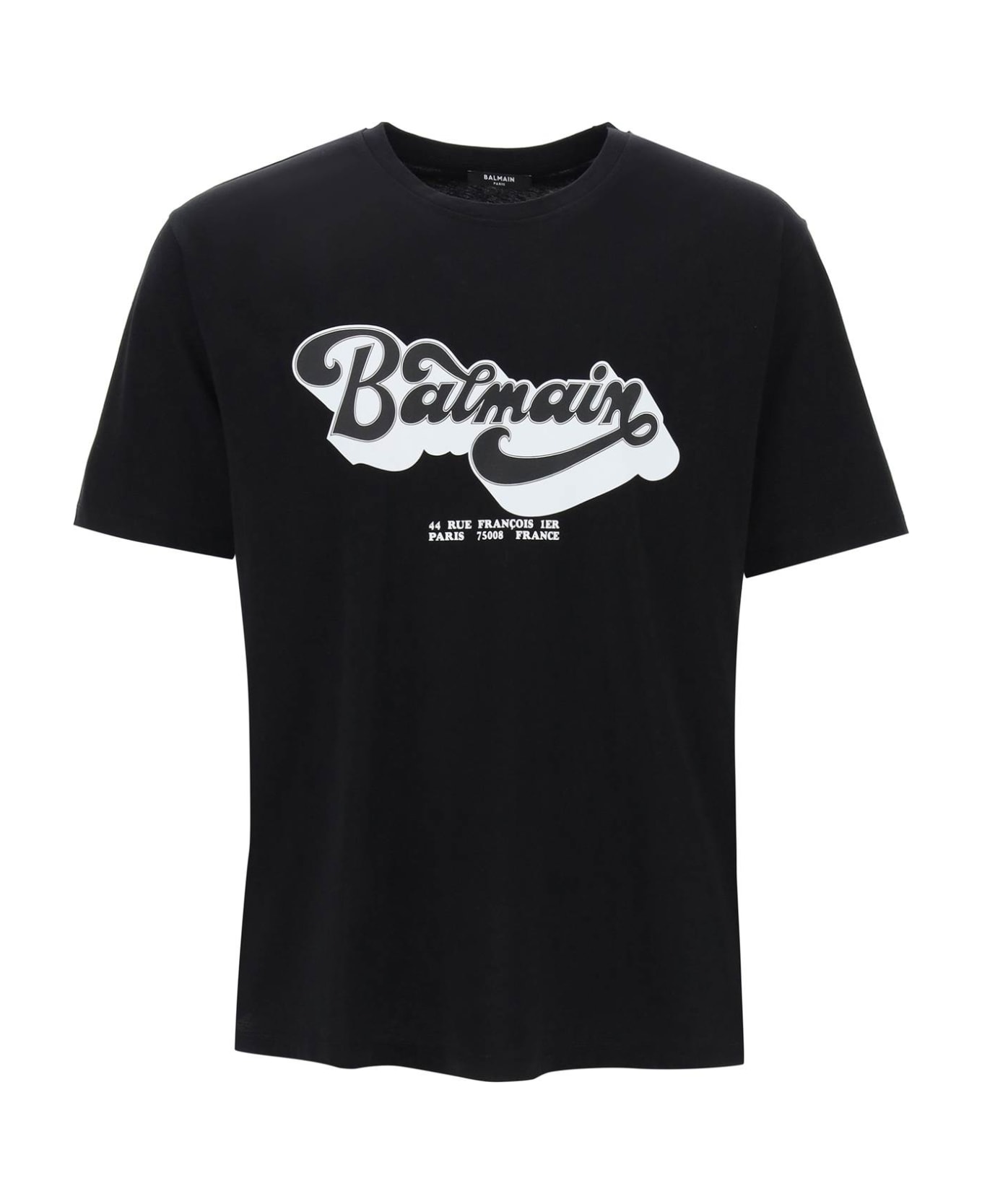 Balmain Black Cotton T-shirt - Noir/blanc シャツ
