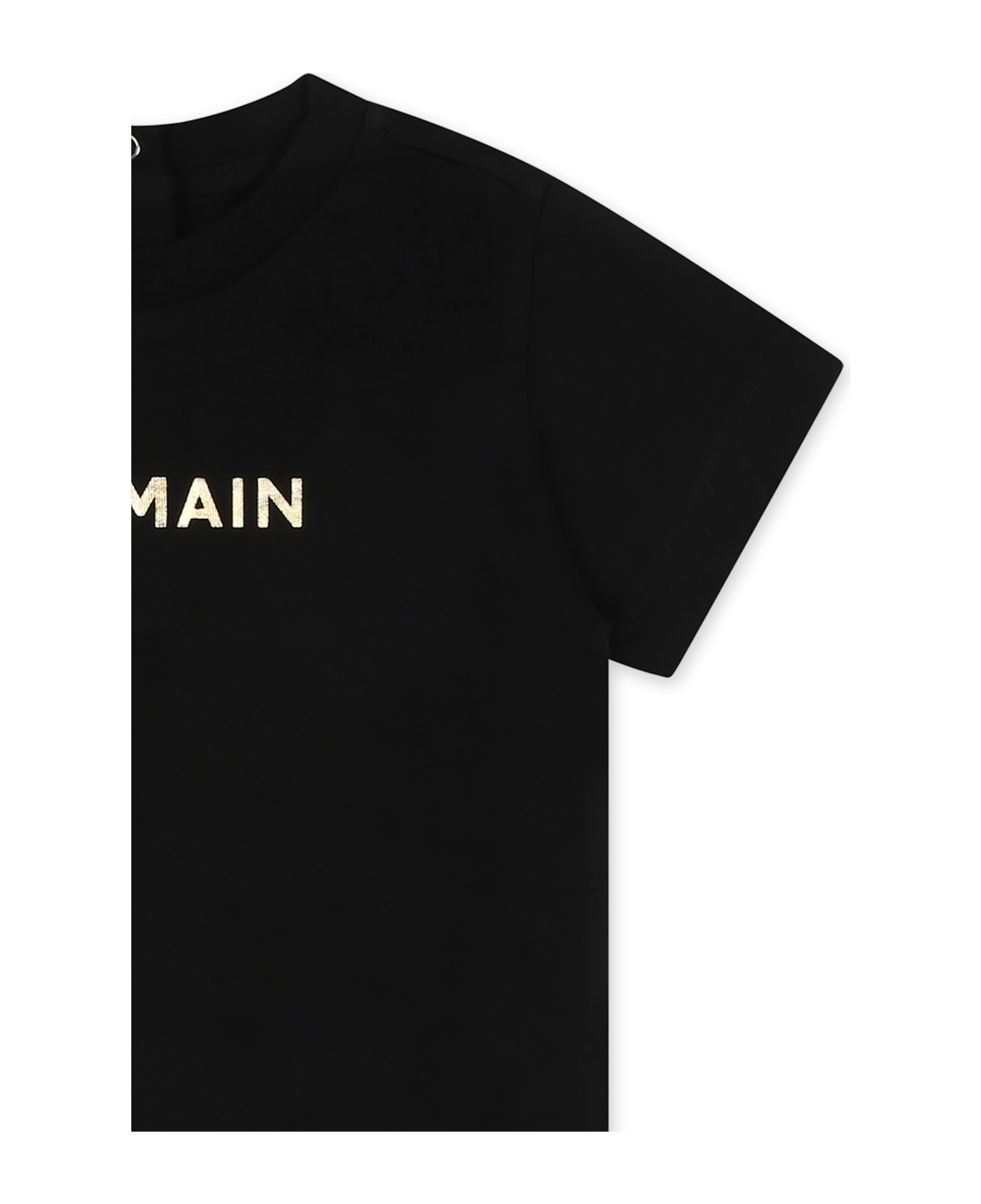 Balmain White T-shirt For Babykids With Logo - Black