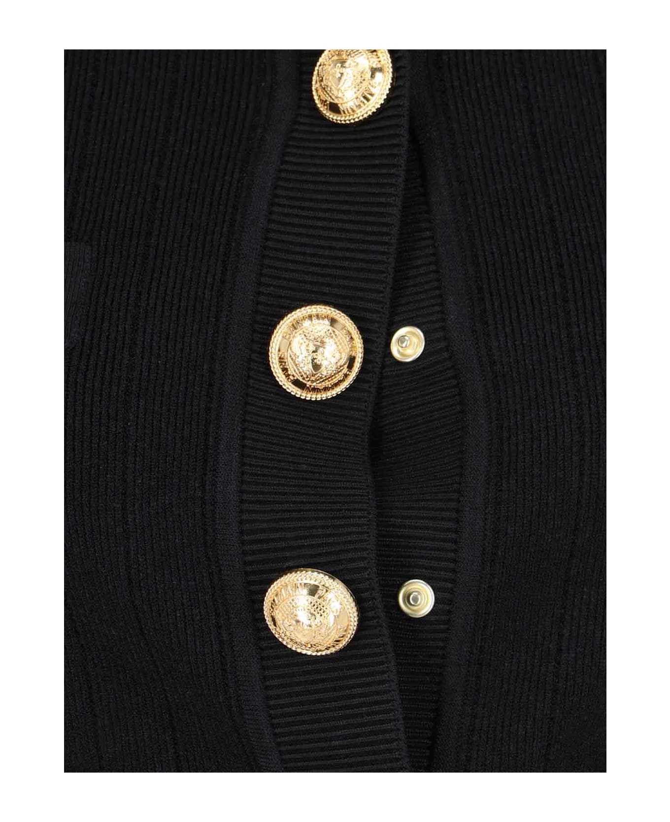Balmain Cardigan With Decorative Buttons - Black
