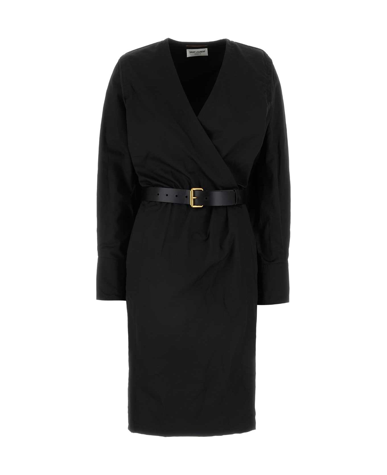 Saint Laurent Black Cotton Blend Dress - NOIR