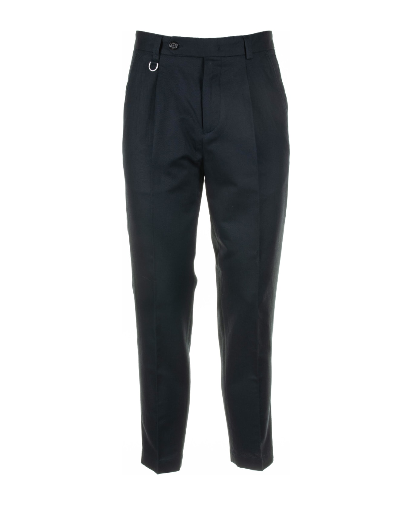 Paolo Pecora Blue Trousers In Cotton And Linen Blend - Blu