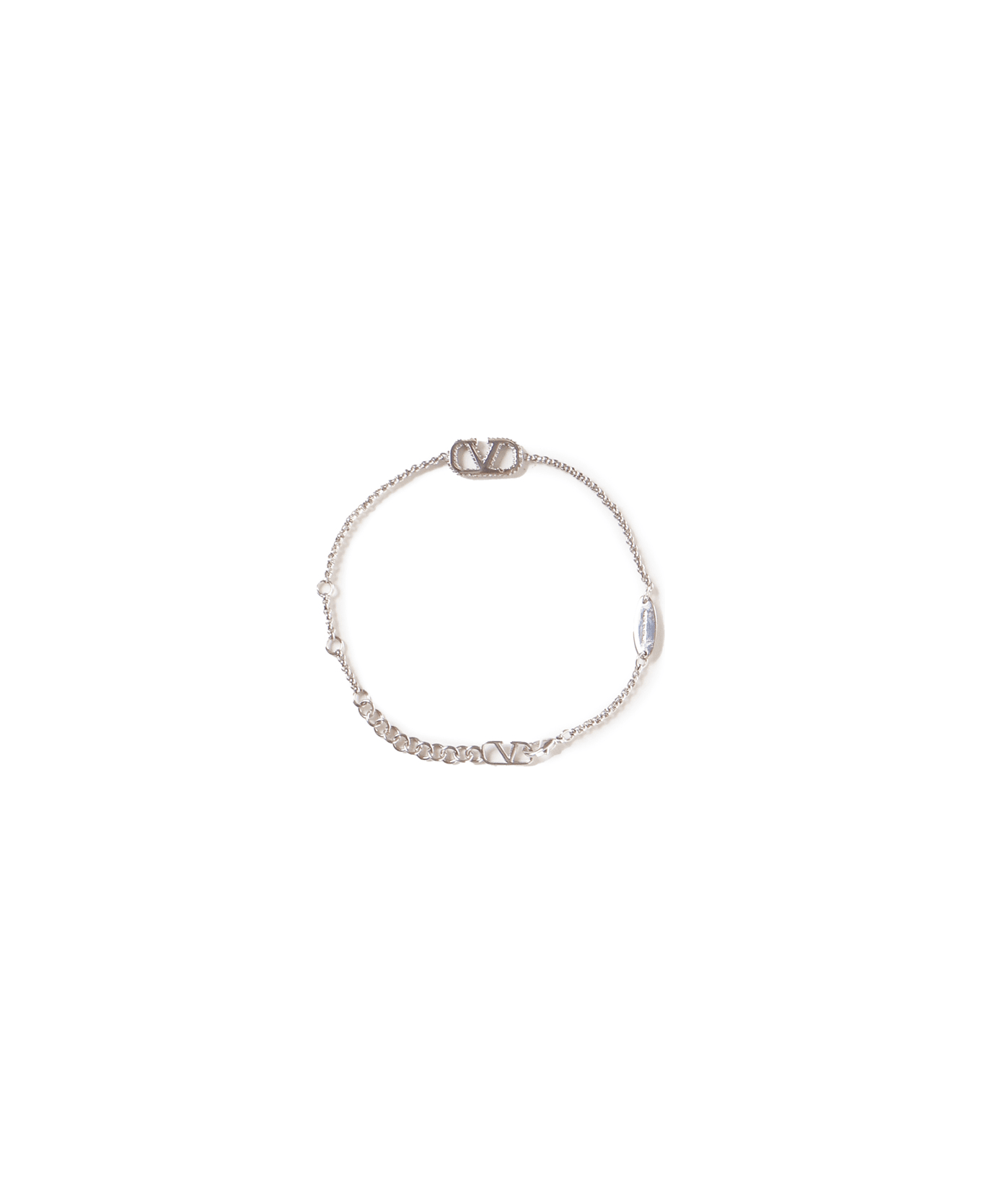 Valentino Garavani Vlogo Bracelet With Soft Chain And Crystals - Palladium, crystal