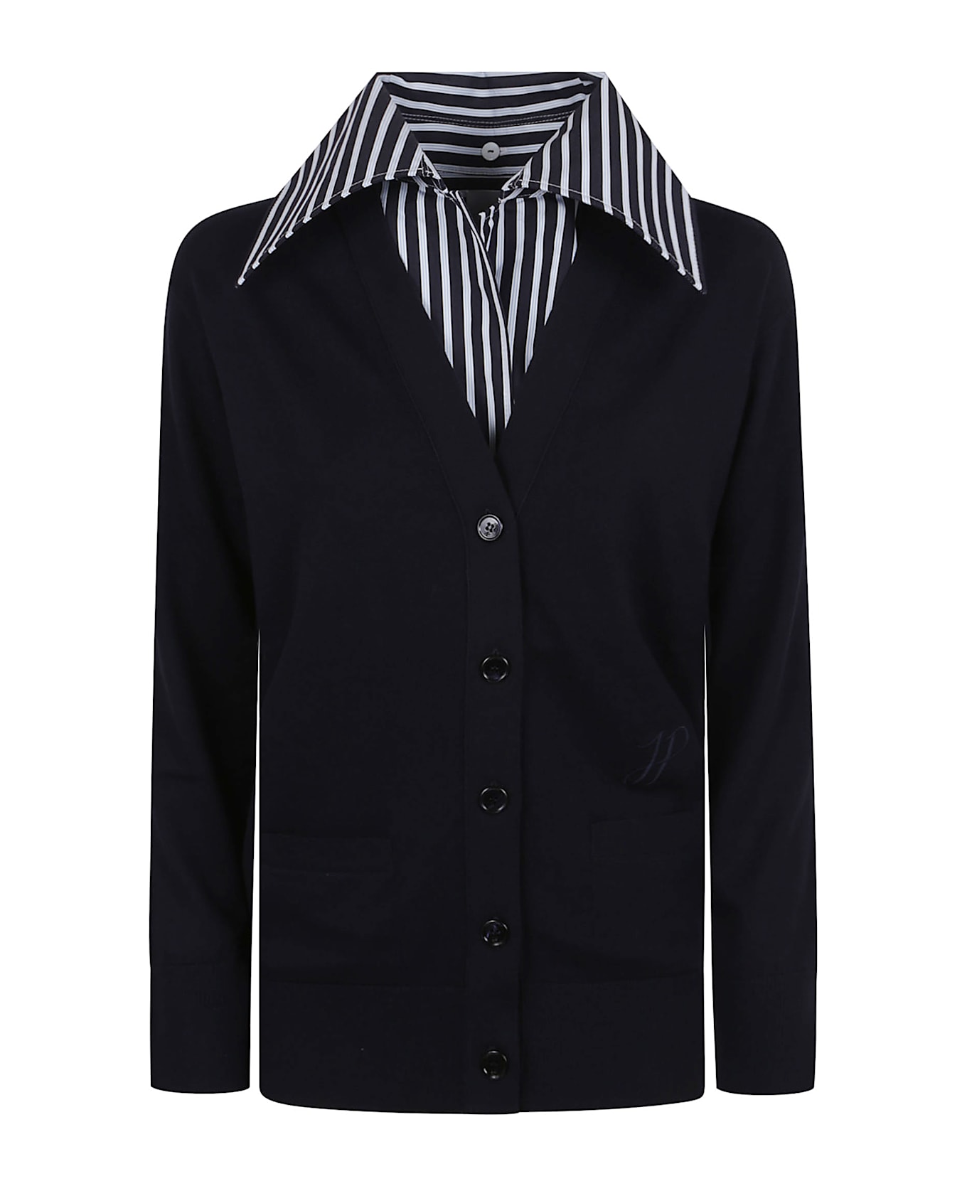 Patou Poplin Collar Cardigan - N Navy Black